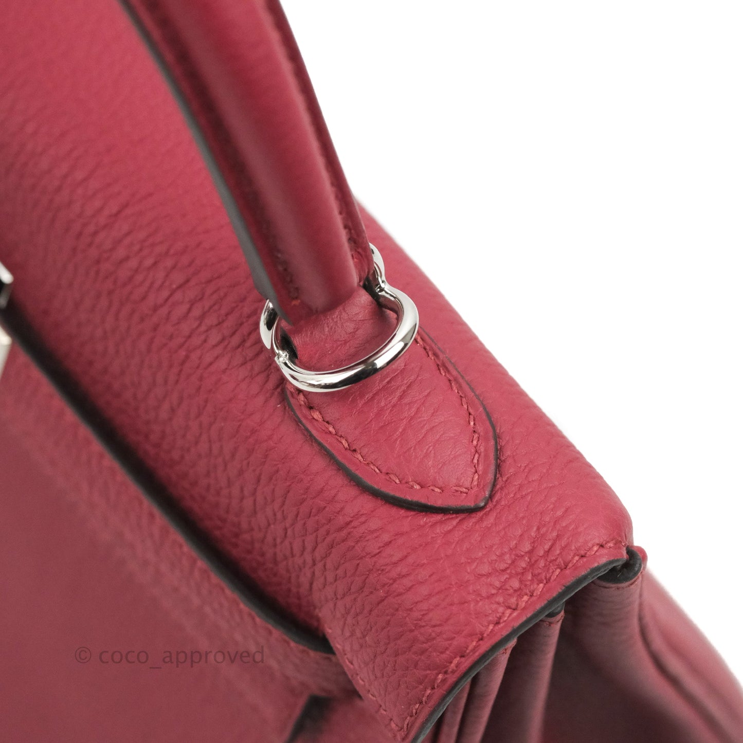 DM/email us to purchase - Hermes Kelly Retourne 25 Togo Rouge Grenat K1 Palladium Hardware