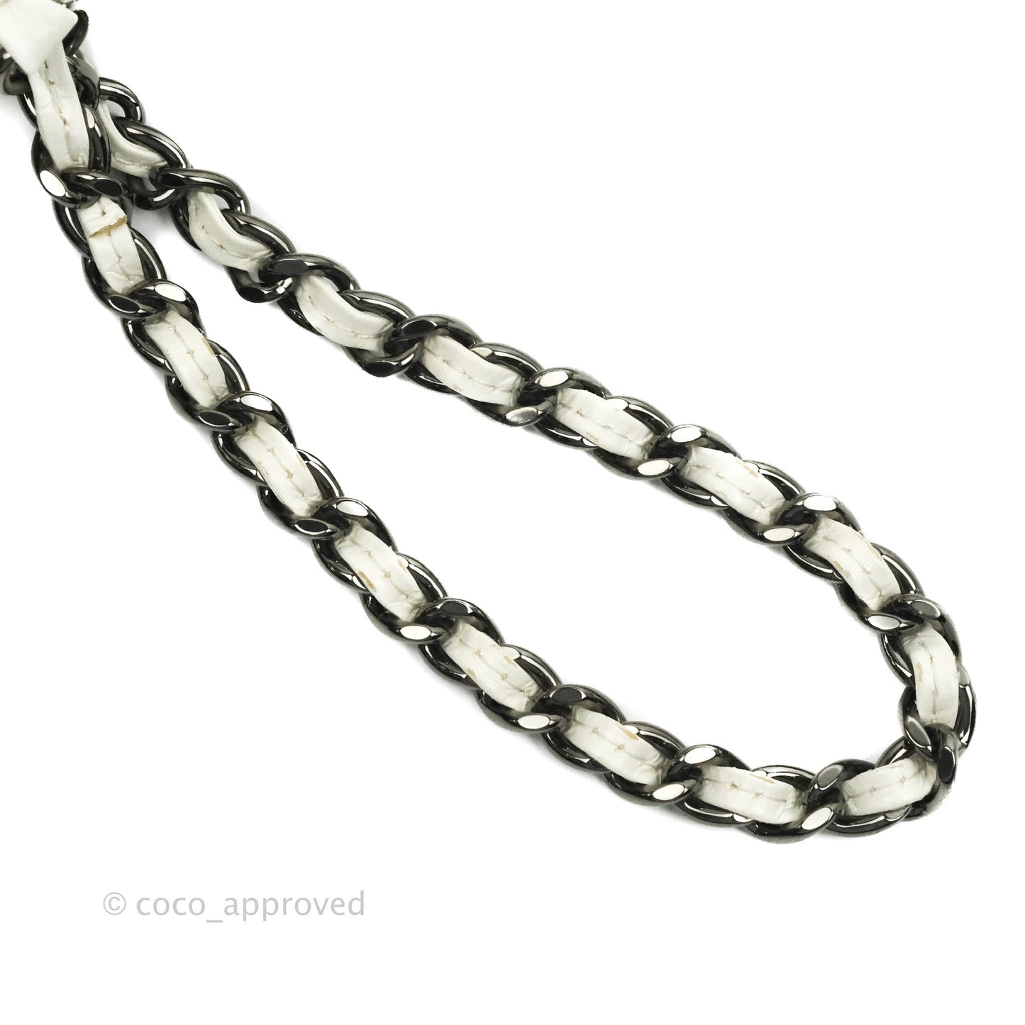 Chanel Small Gabrielle Drawstring Bag White Black Calfskin