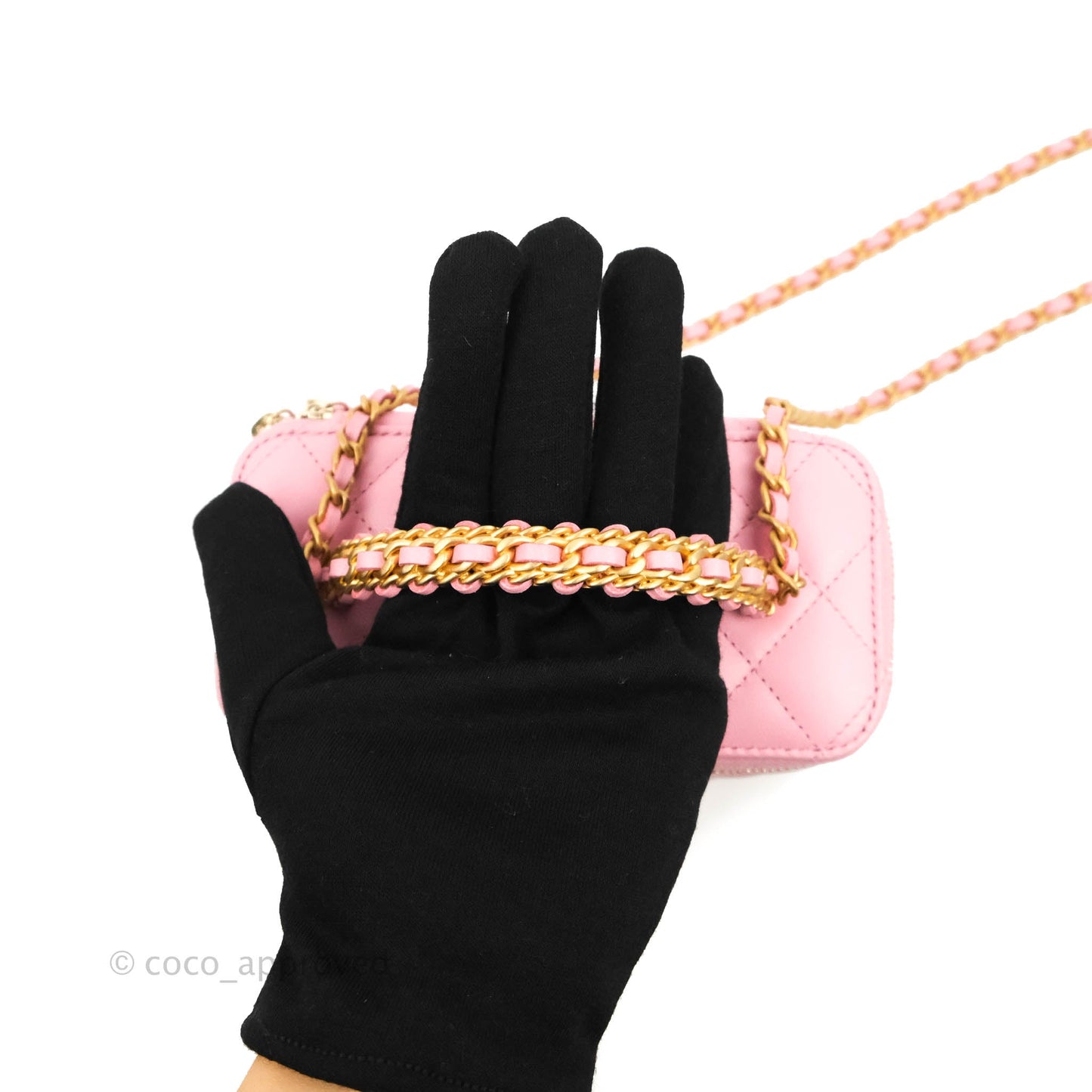 Chanel Vanity Rectangular with Top Handle Pick Me Up Pink Lambskin Aged Gold Hardware 22S