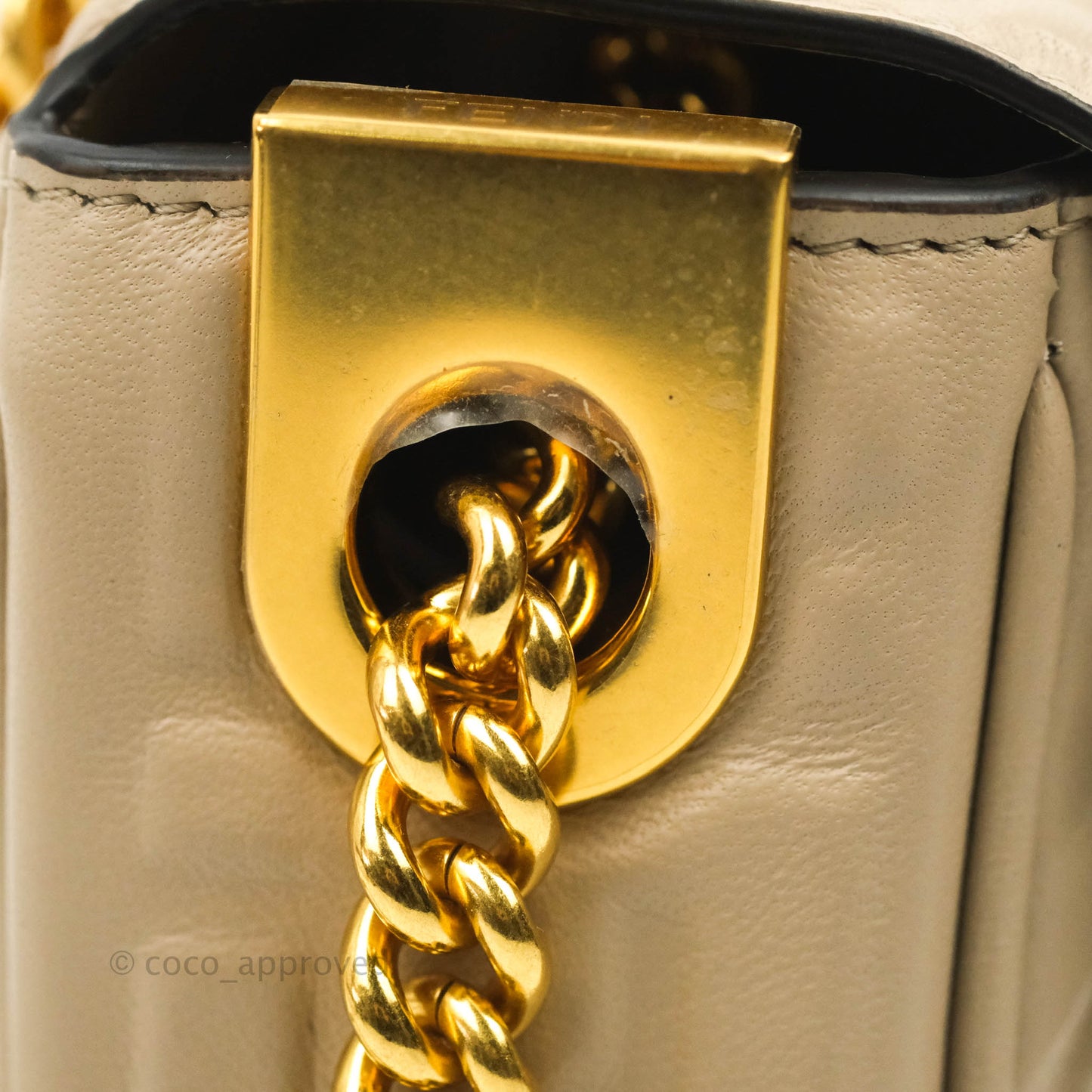 Fendi Baguette Chain Midi Light Grey Lambskin Bag