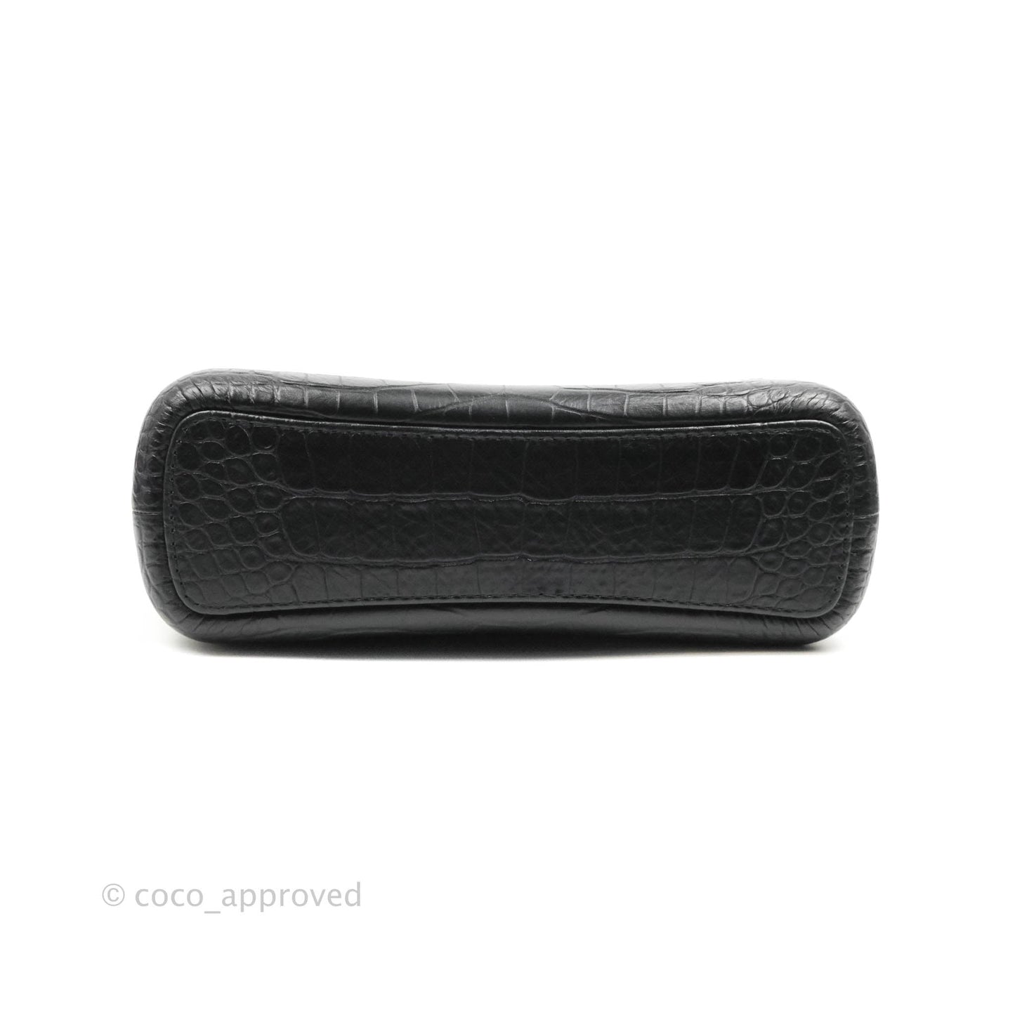 Chanel Large Gabrielle Hobo Crocodile Embossed Black Calfskin