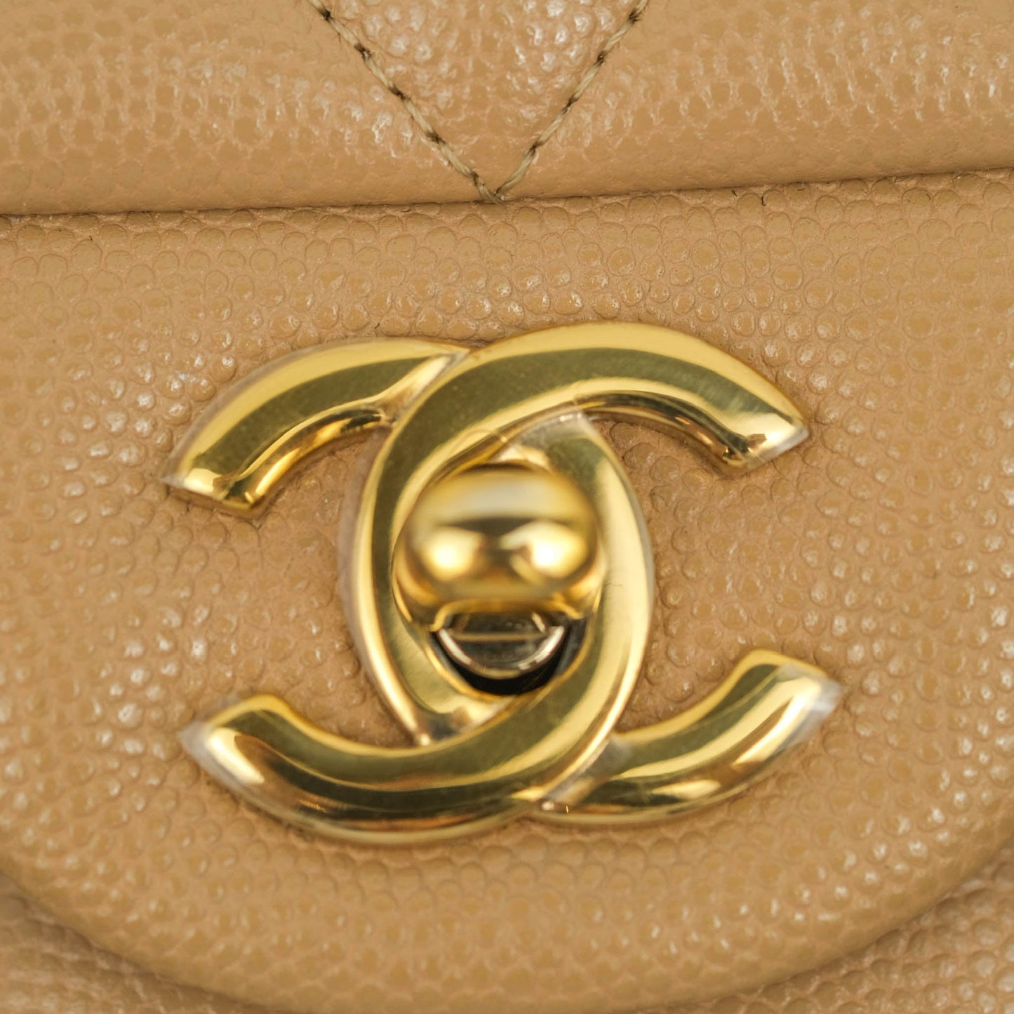 Chanel Classic M/L Medium Double Flap Dark Beige Caviar Gold Hardware 19B