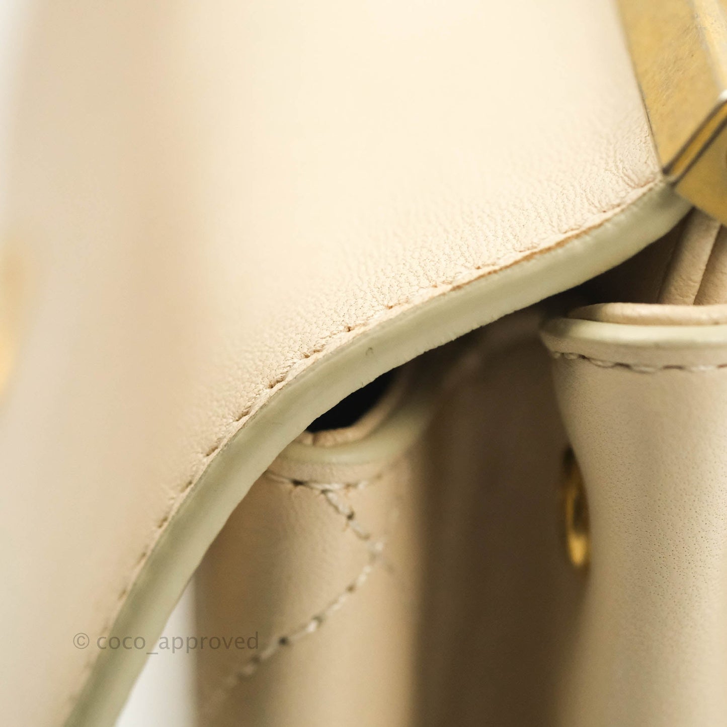 Chanel Small Flat Quilted Coco Luxe Flap Bag Light Beige Aged Gold Hardware