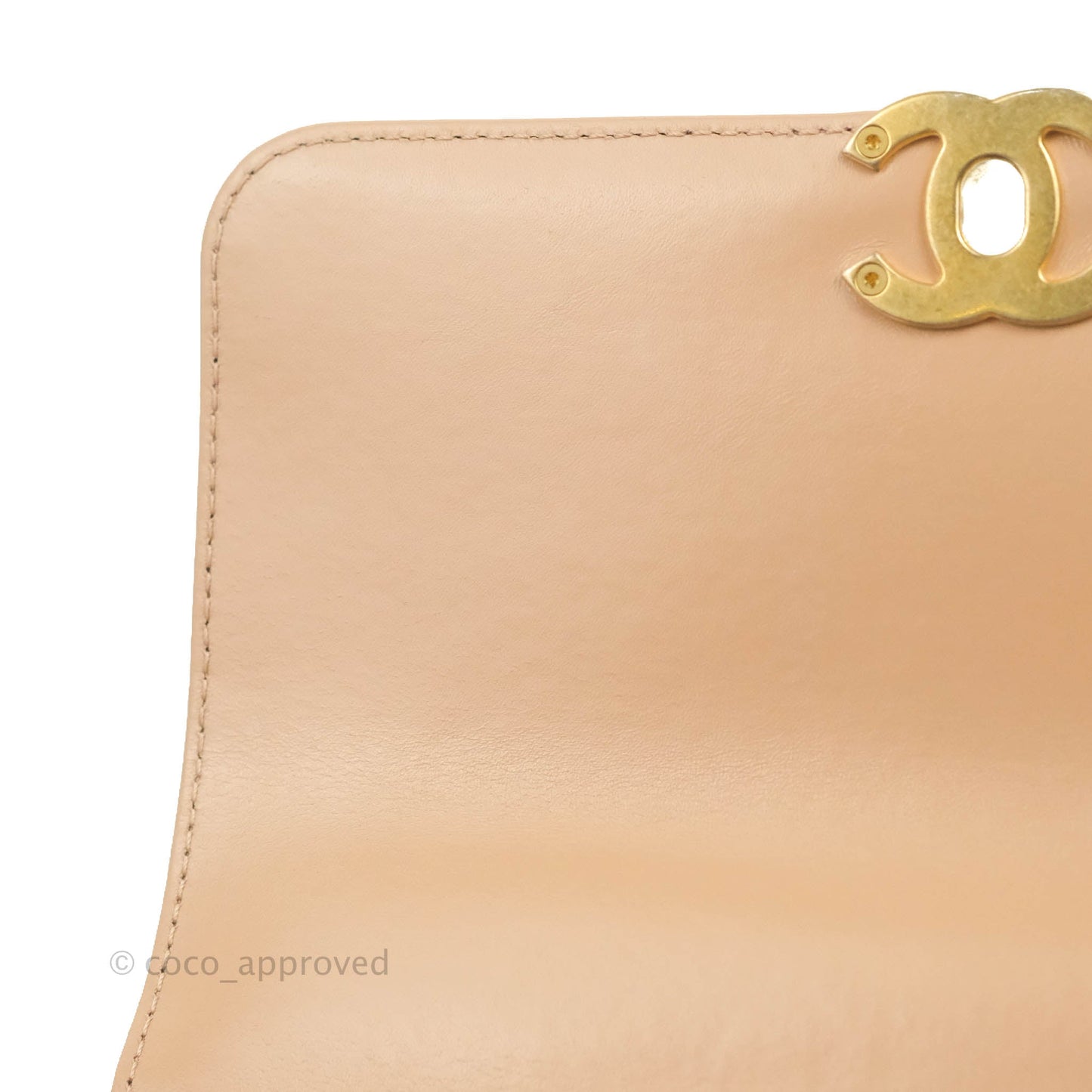 Chanel Quilted Perfect Fit Adjustable Beige Calfskin Gold Hardware 21A