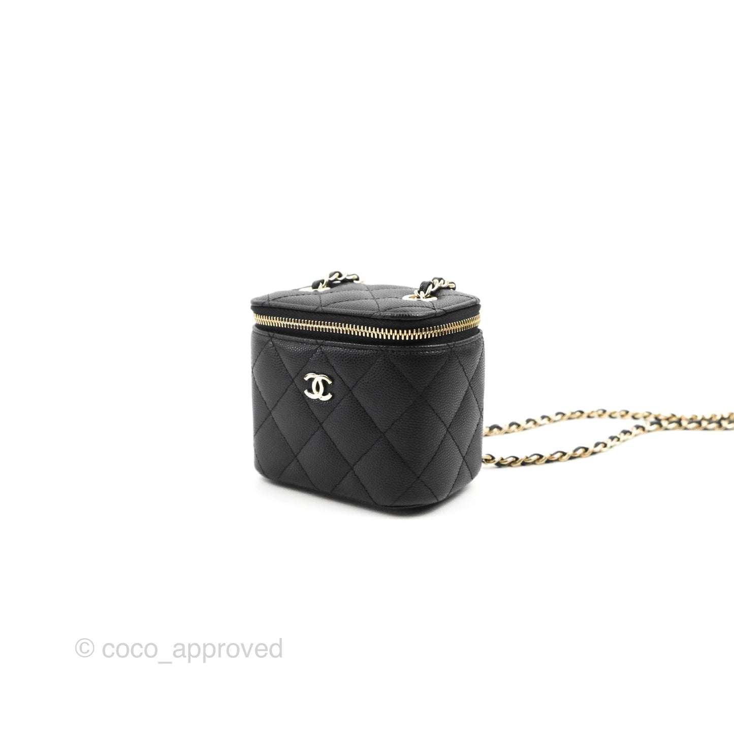 Chanel Mini Vanity With Chain Black Caviar Gold Hardware