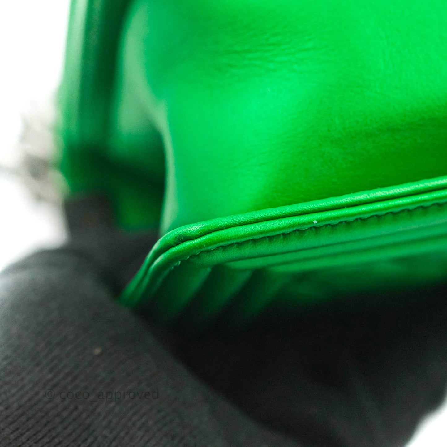 Chanel Small Boy Green Calfskin Ruthenium Hardware
