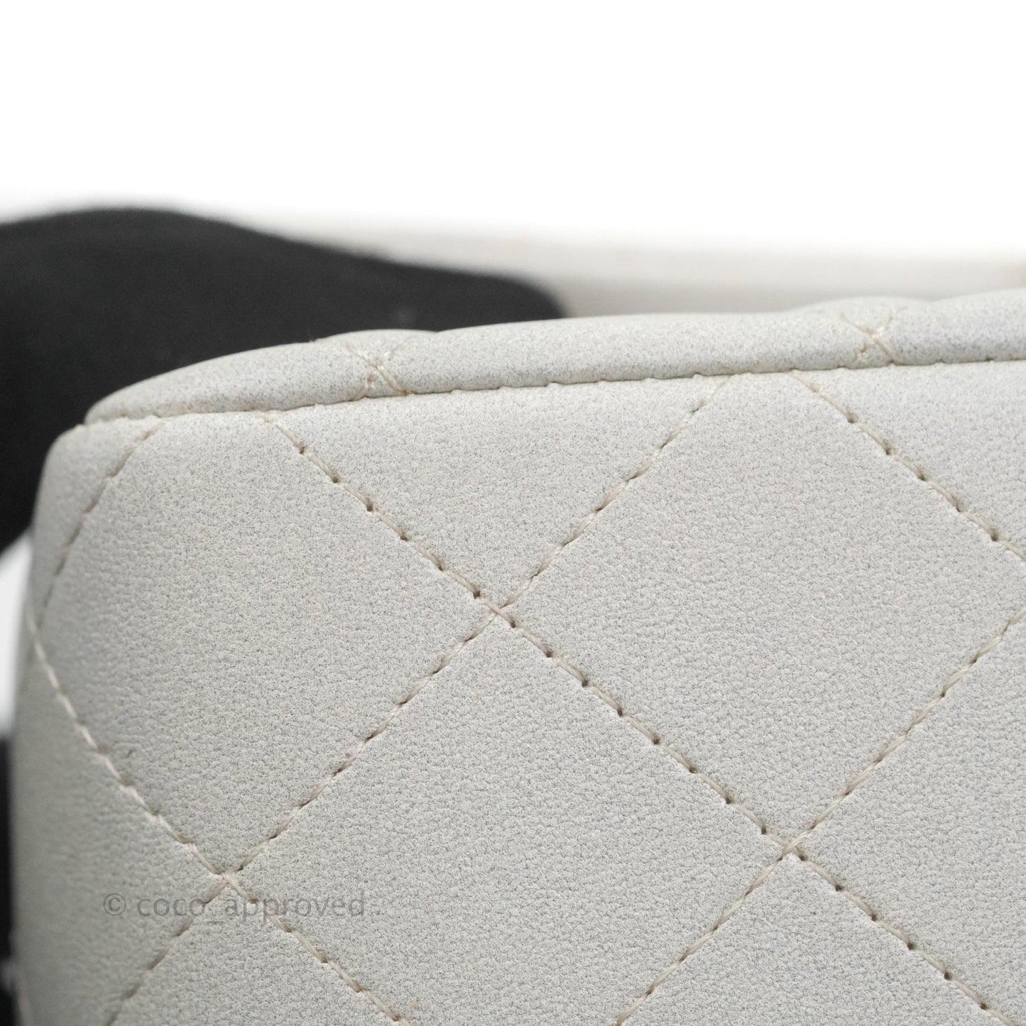 Chanel Top Handle Mini Rectangular Flap Bag Iridescent White Lambskin Aged Gold Hardware