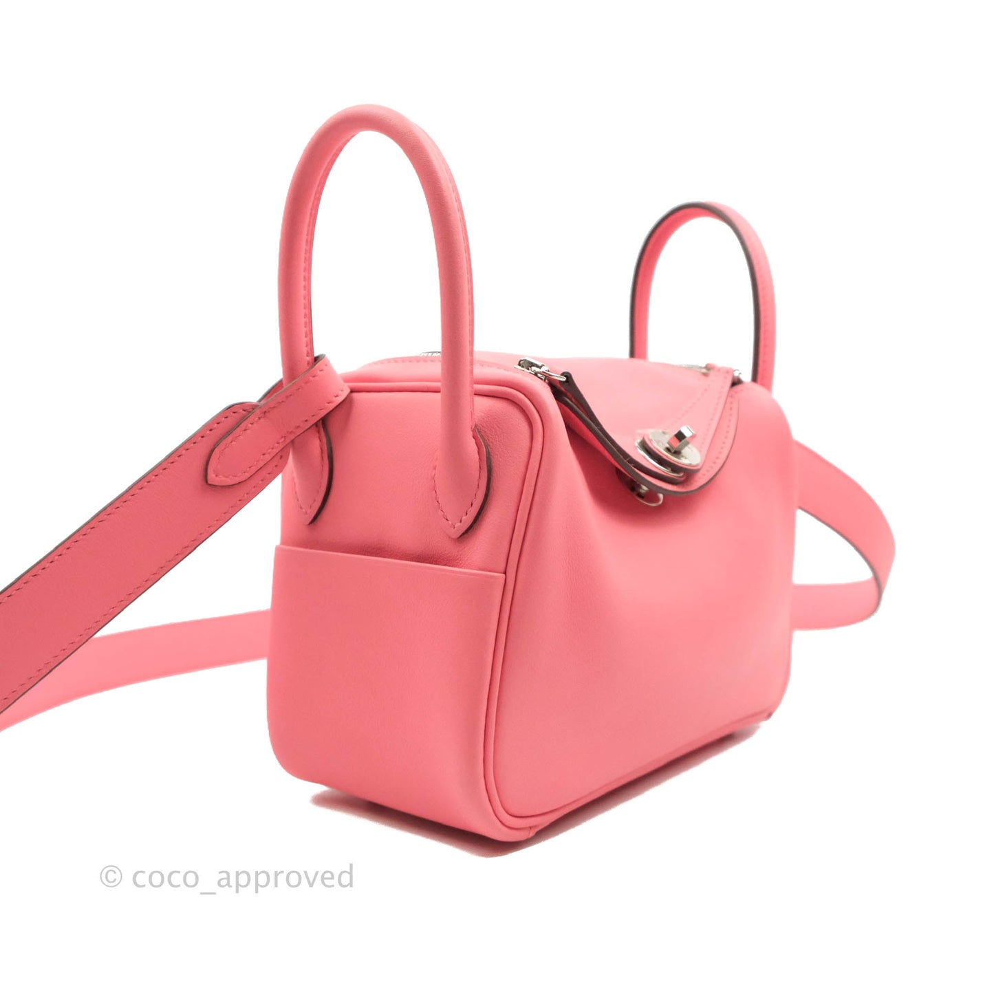 Hermès Mini Lindy 20 Rose Ete Swift Palladium Hardware