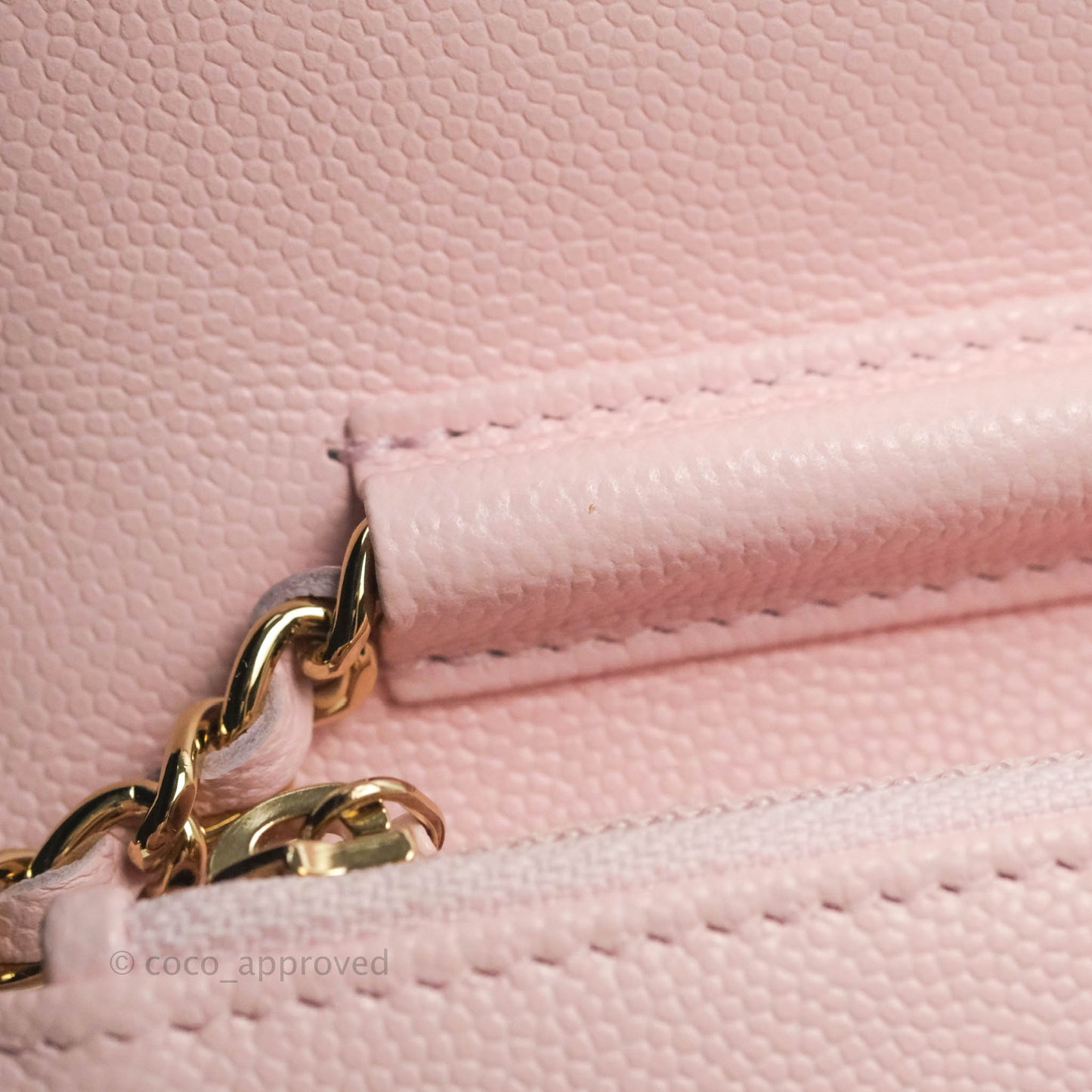 Chanel Quilted Wallet on Chain WOC Crystal Braided CC Light Pink Caviar Gold Hardware