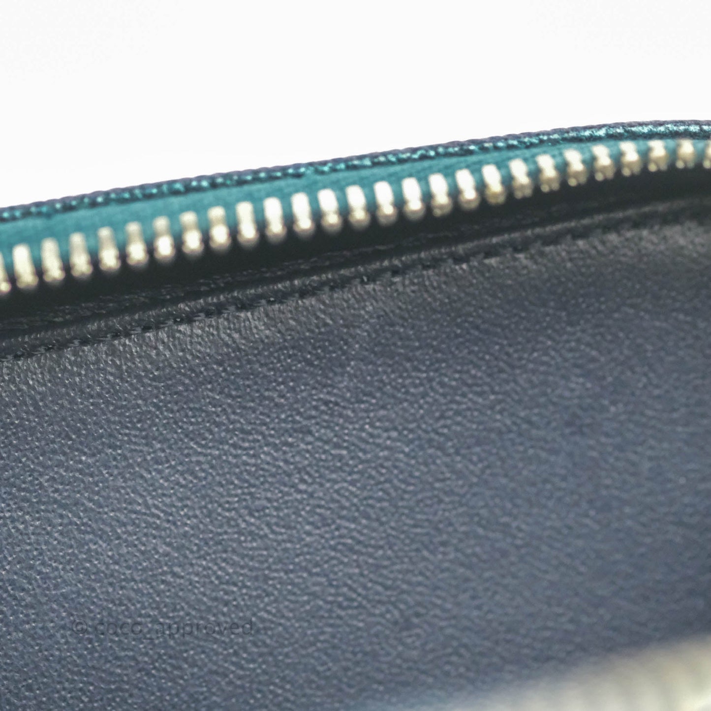 Chanel Quilted Medium CC Filigree Vanity Case Iridescent Dark Turquoise Caviar Rainbow Hardware