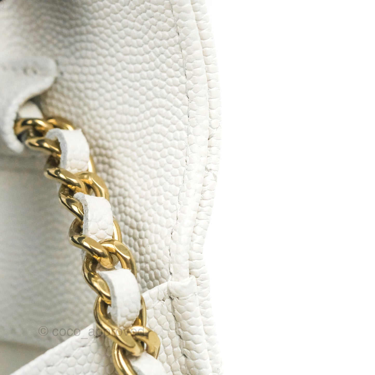 Chanel Quilted Classic Wallet on Chain WOC White Caviar Gold Hardware