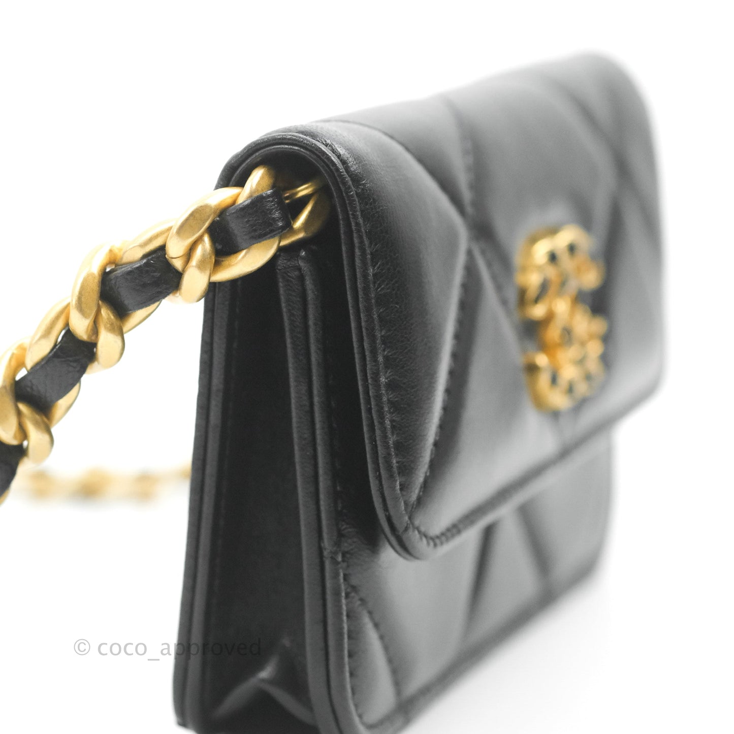 Chanel 19 Mini Clutch with Chain Black Lambskin Mixed Hardware
