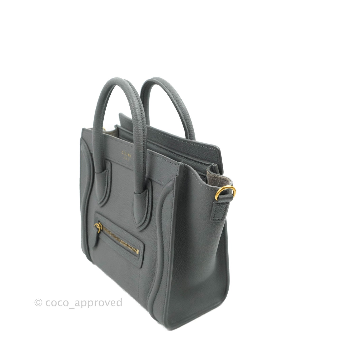 Celine Nano Luggage Grey Drummed Calfskin