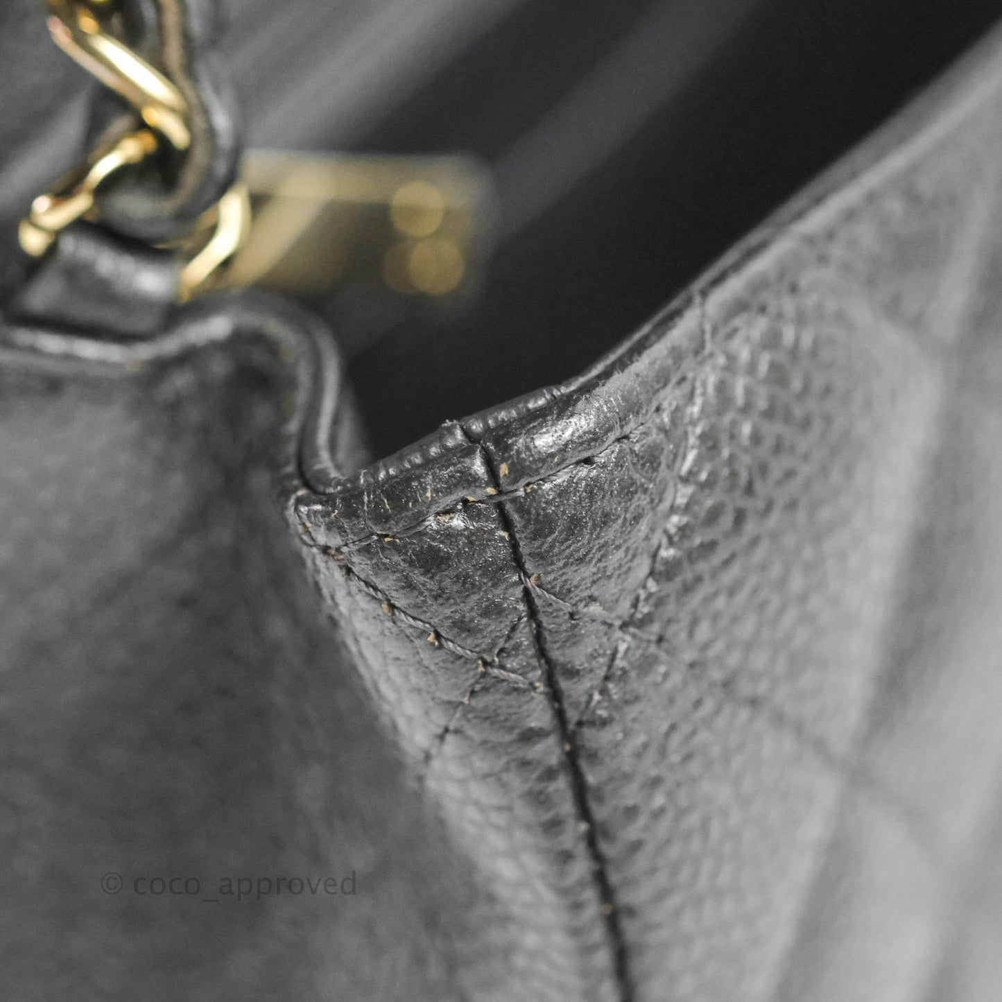 Chanel Quilted Mini Square Flap Bag Pearly Black Caviar Gold Hardware