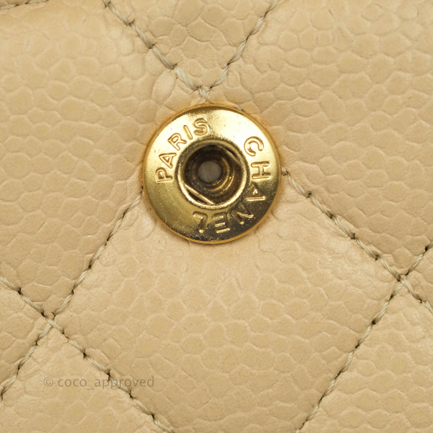Chanel Classic Medium Flap Quilted Beige Caviar Gold Hardware