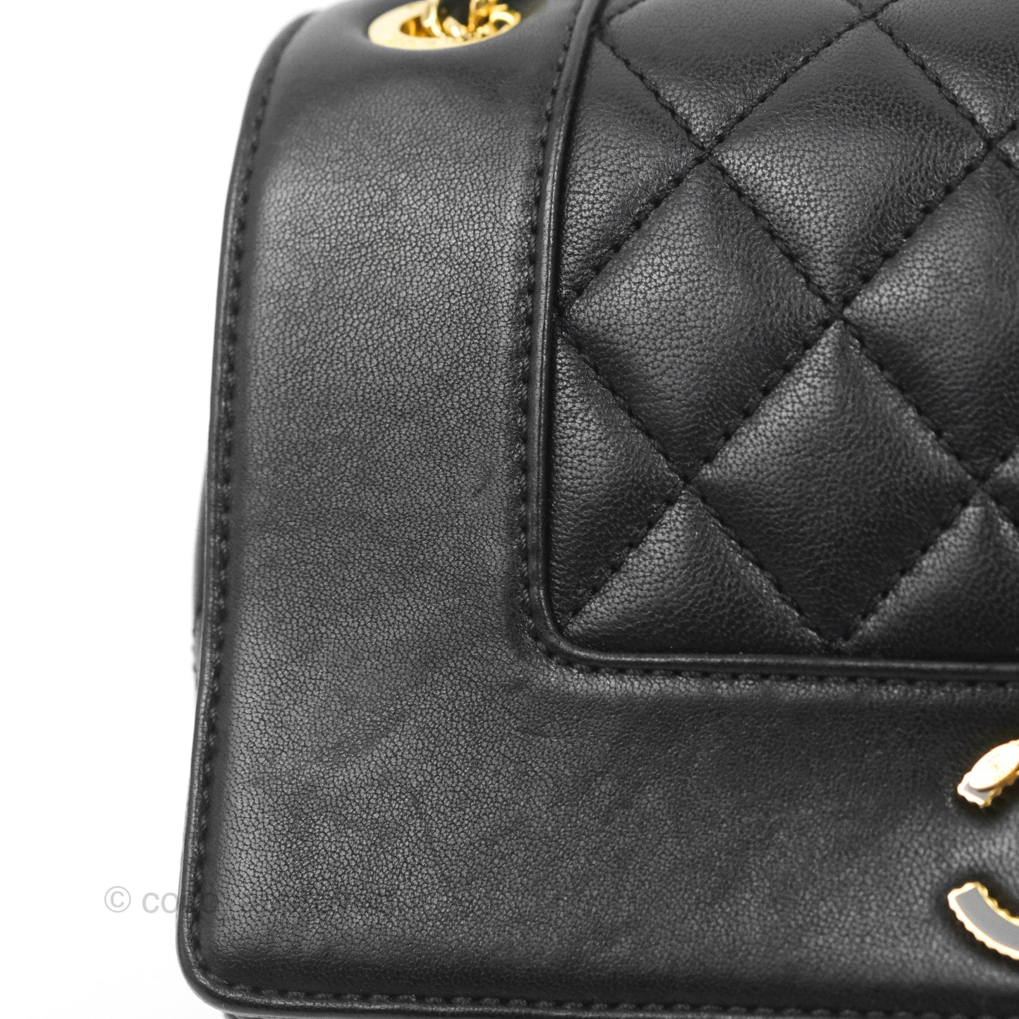 Chanel Small Vintage Mademoiselle Flap Black Sheepskin Gold Hardware