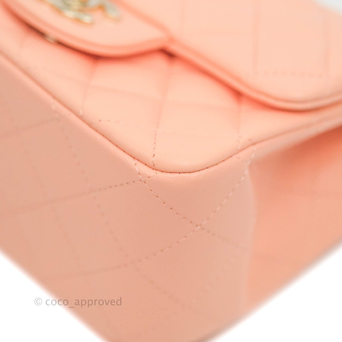 Chanel Quilted Mini Square Beige Pink Lambskin Gold Hardware