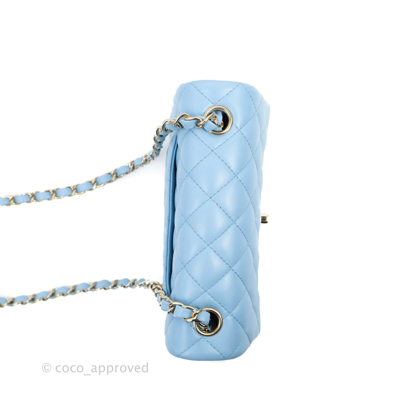 Chanel Quilted Mini Rectangular Flap Blue Lambskin Gold Hardware