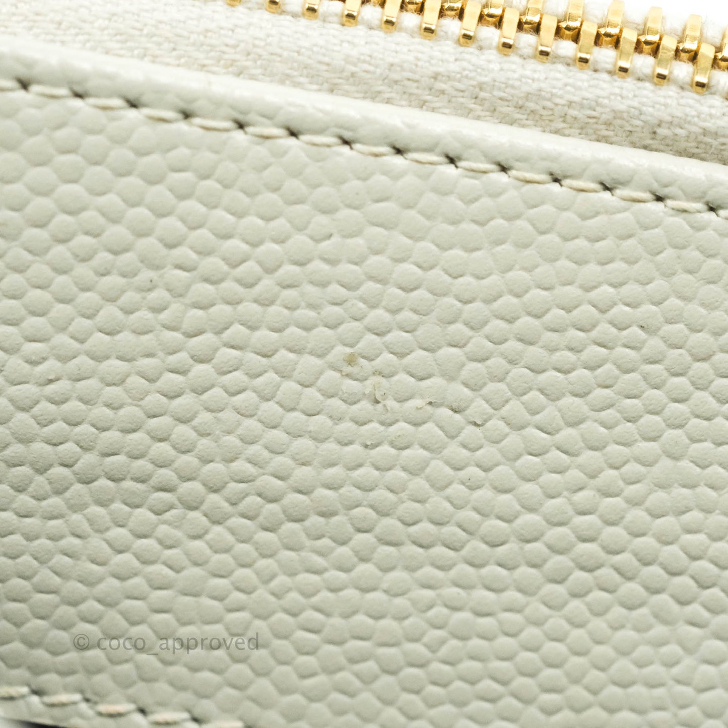 Saint Laurent Envelope Zip Pouch Ivory Caviar Gold Hardware