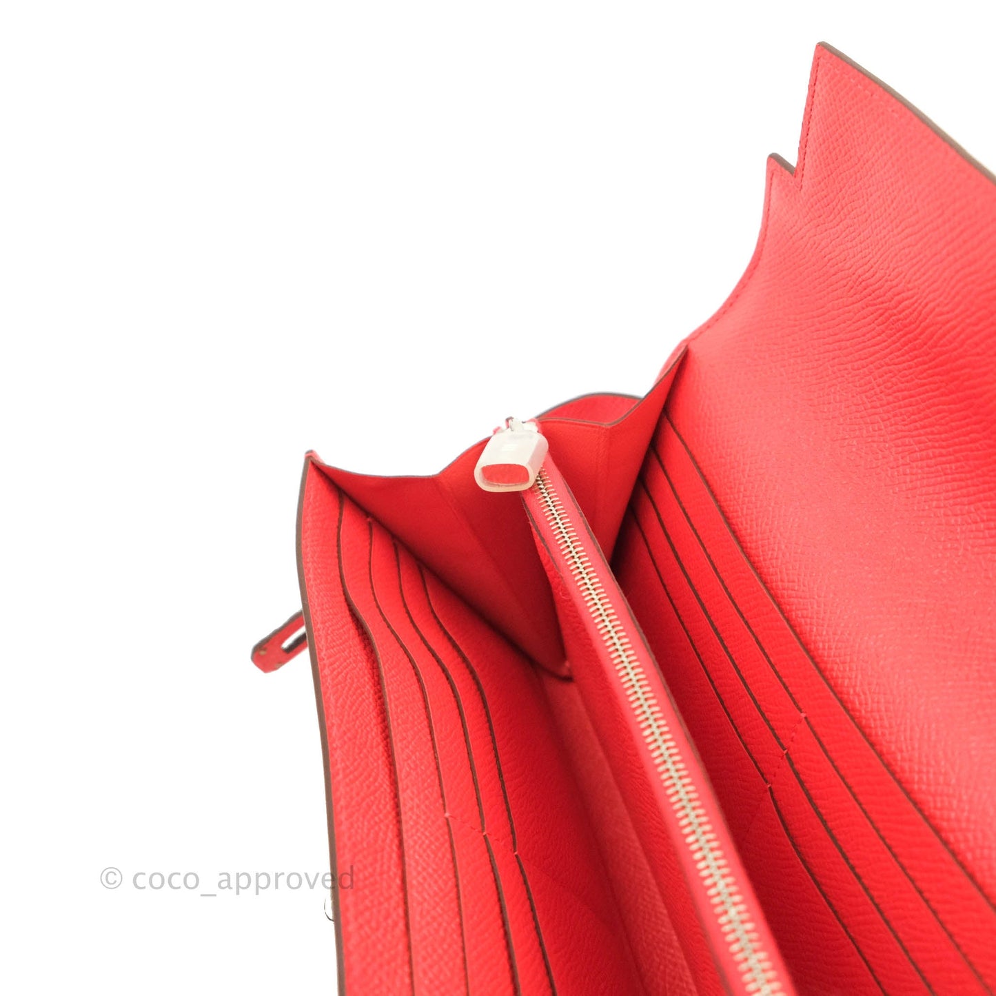 Hermès Kelly Wallet Red Epsom Palladium Hardware