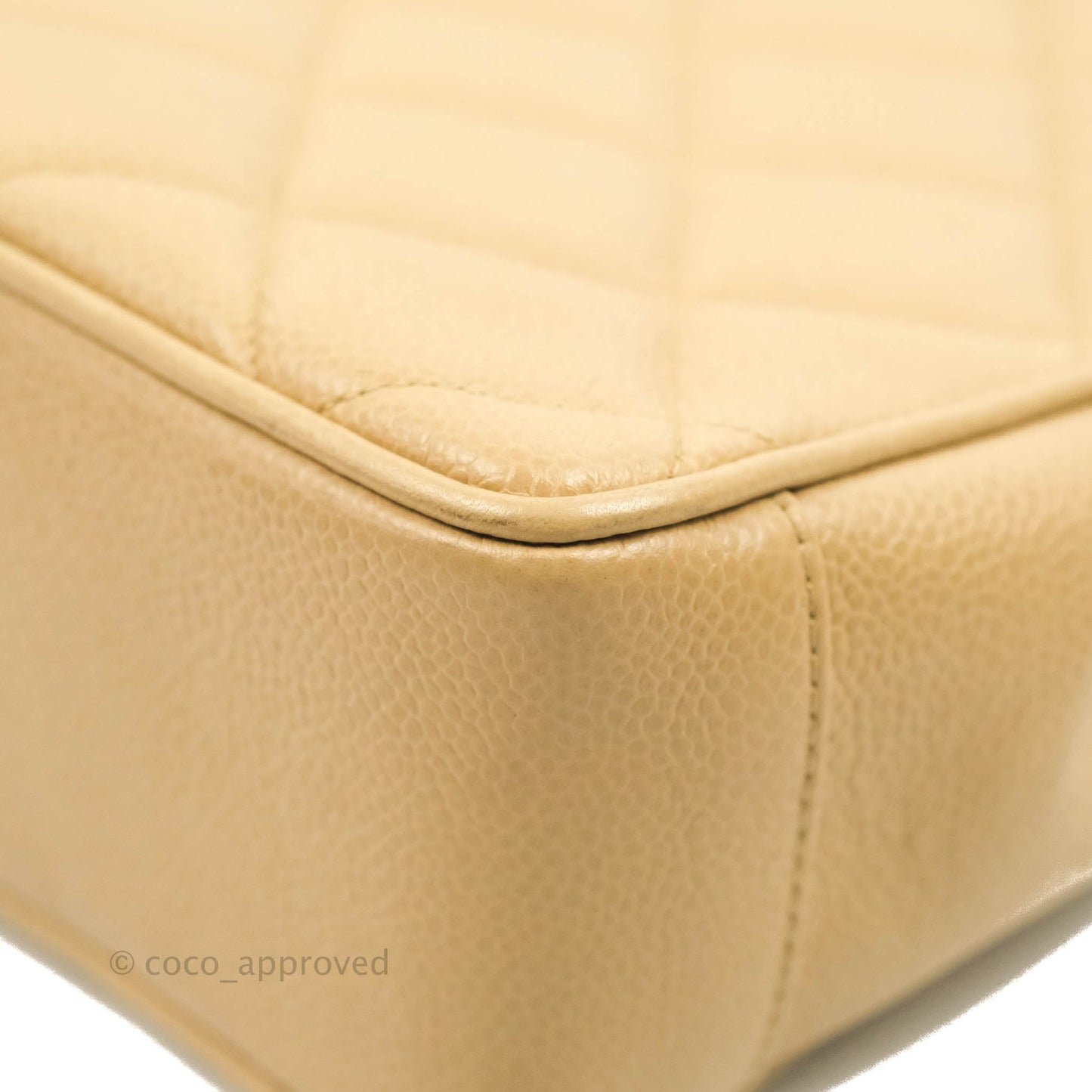 Chanel Vintage CC Quilted Tote Dark Beige Caviar 24K Gold Hardware
