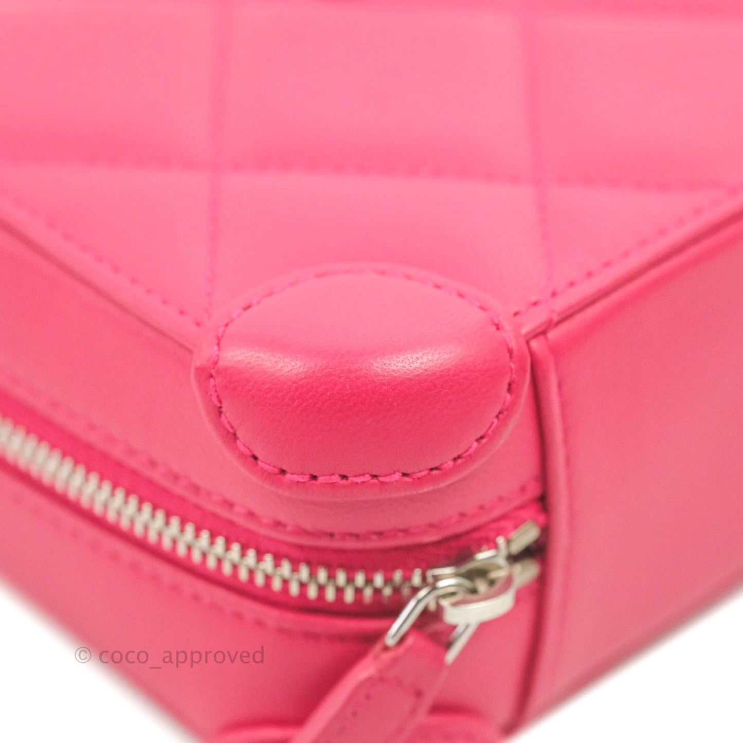 Chanel Mini Quilted Camera Case Pink Lambskin Silver Hardware