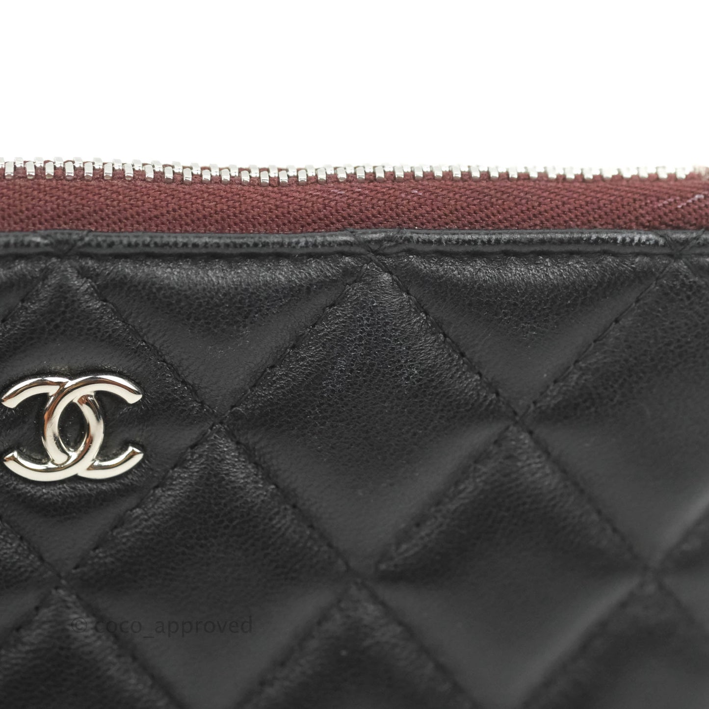 Chanel Quilted Mini O Case Black Lambskin Silver Hardware