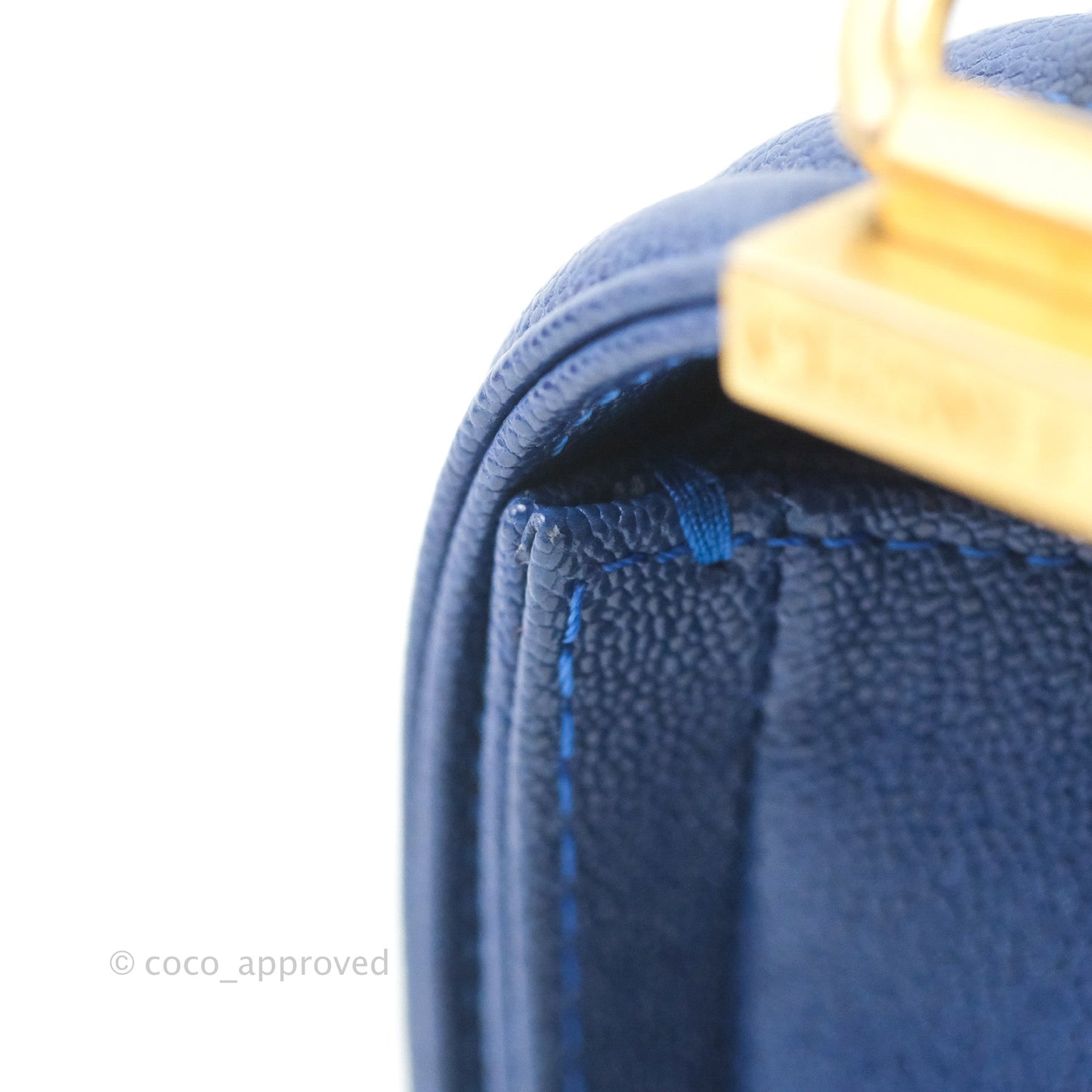 Chanel Quilted Medium Boy Blue Caviar Aged Gold Hardware