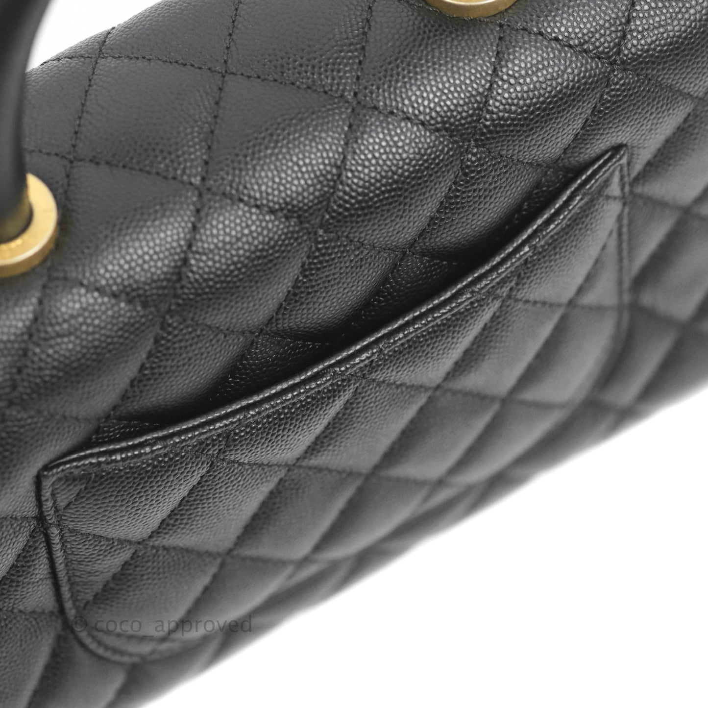 Chanel Small Coco Handle Black Caviar Aged Gold Hardware