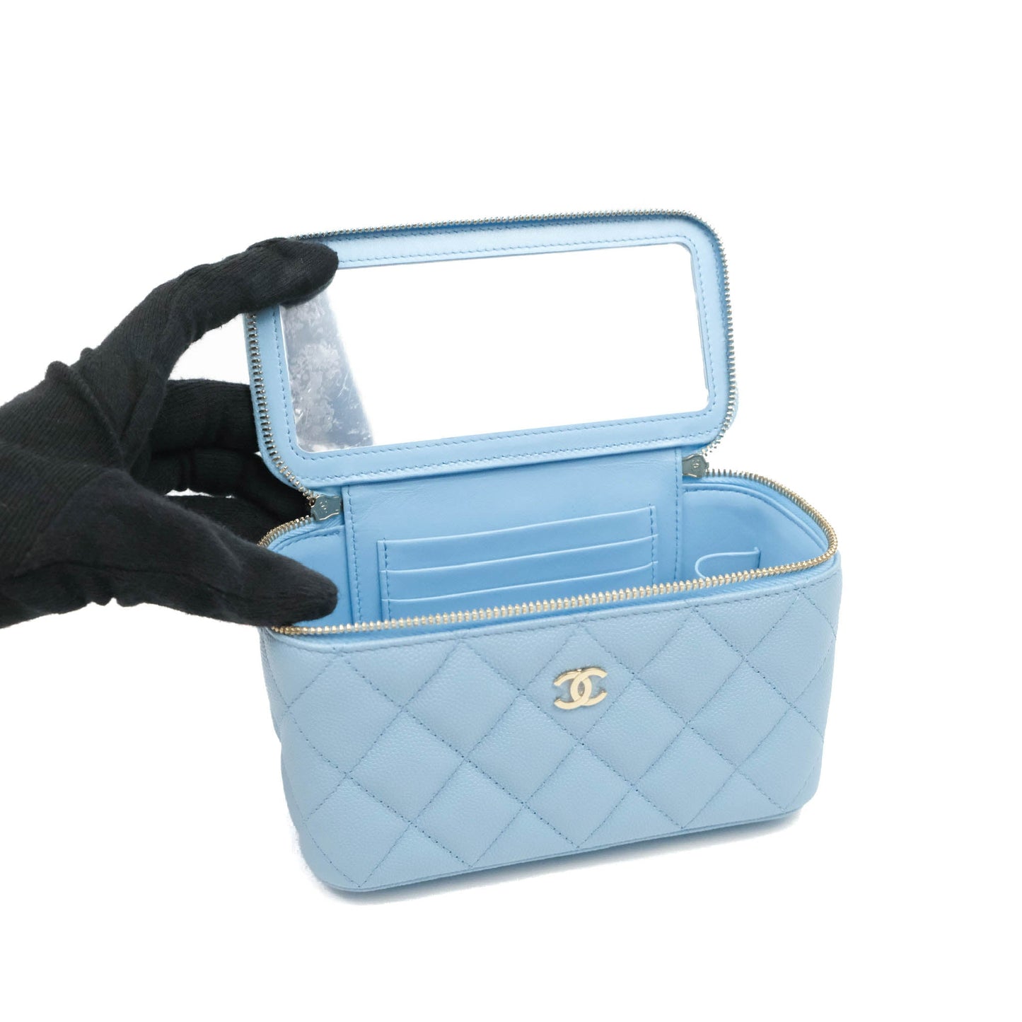 Chanel Vanity with Chain Blue Caviar Gold Hardware 22S