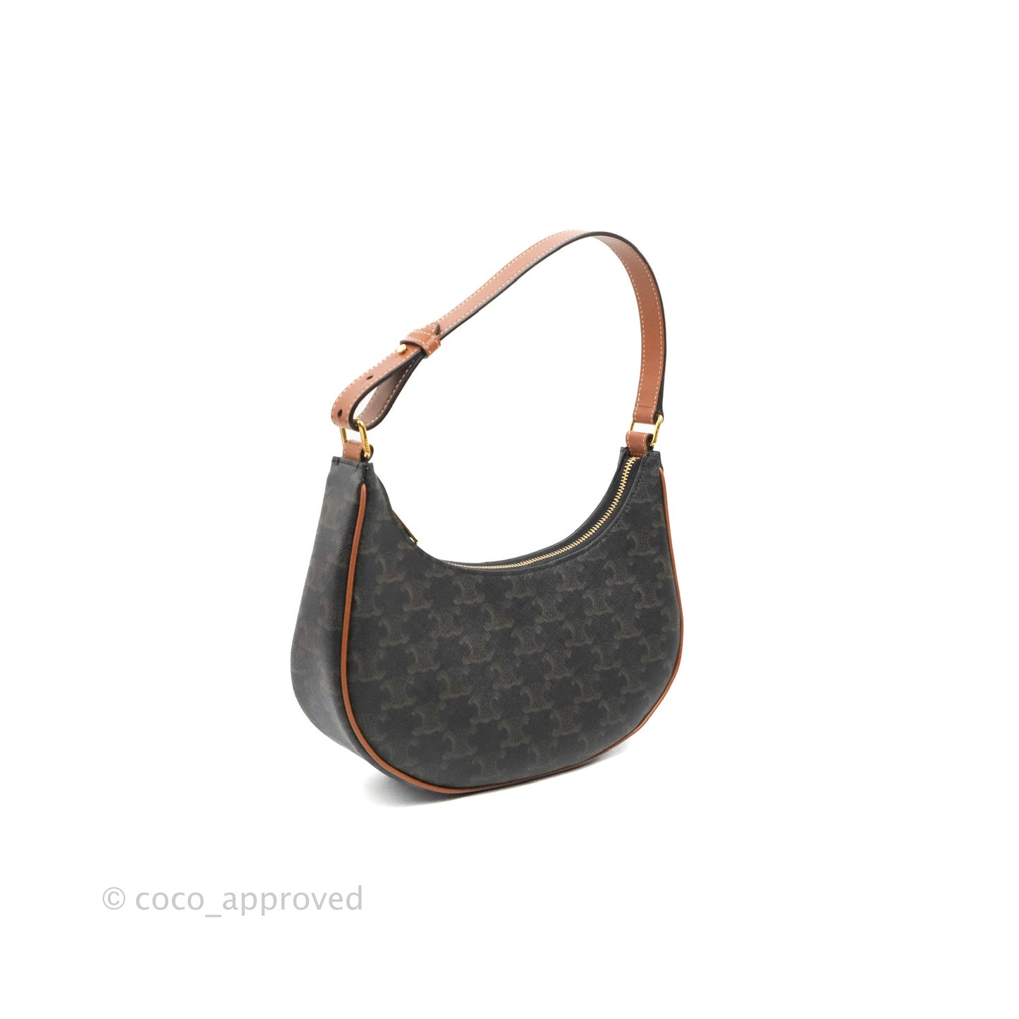 Celine Ava Bag In Triomphe Canvas Calfskin Tan