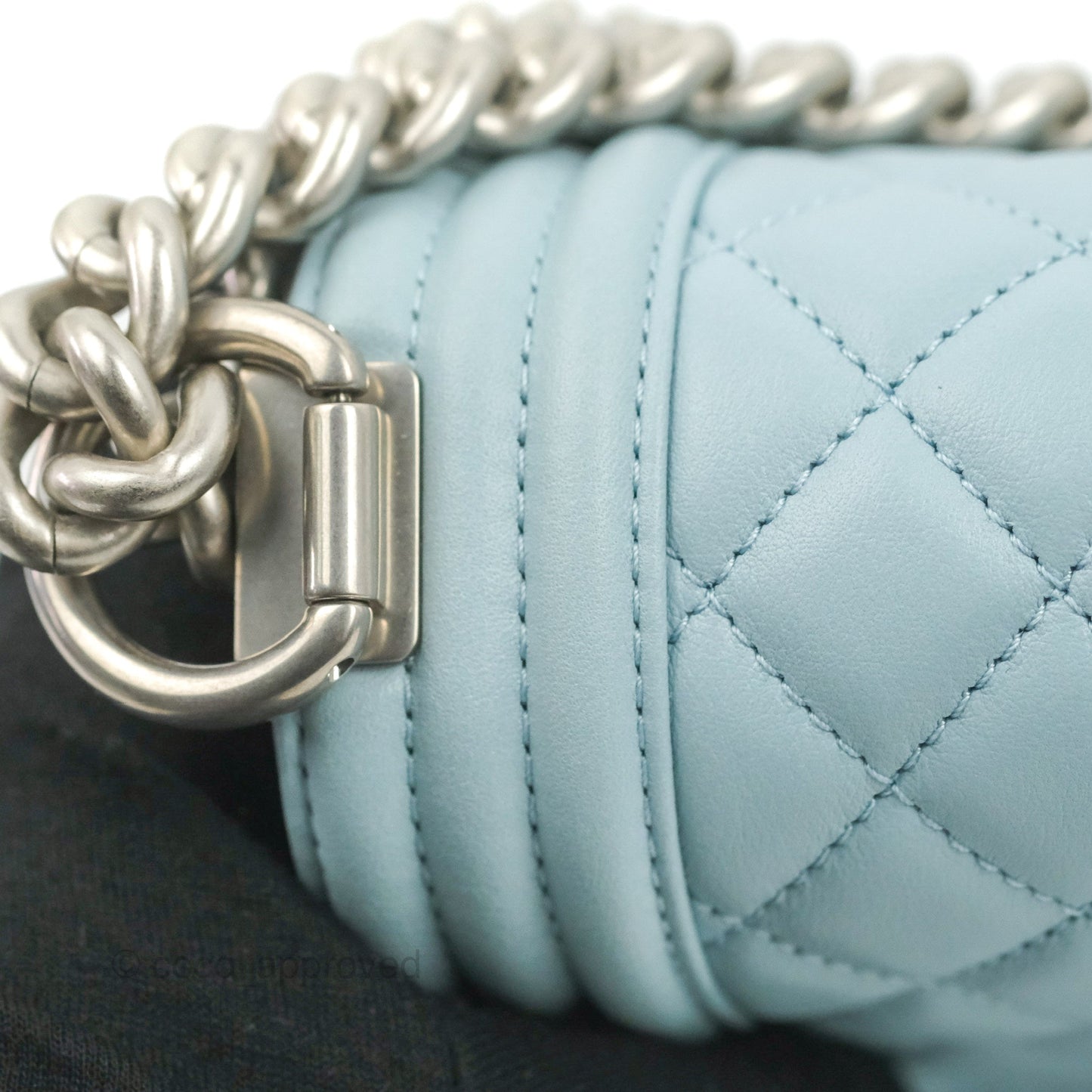 Chanel Quilted Medium Boy Blue Calfskin Matte Silver Hardware