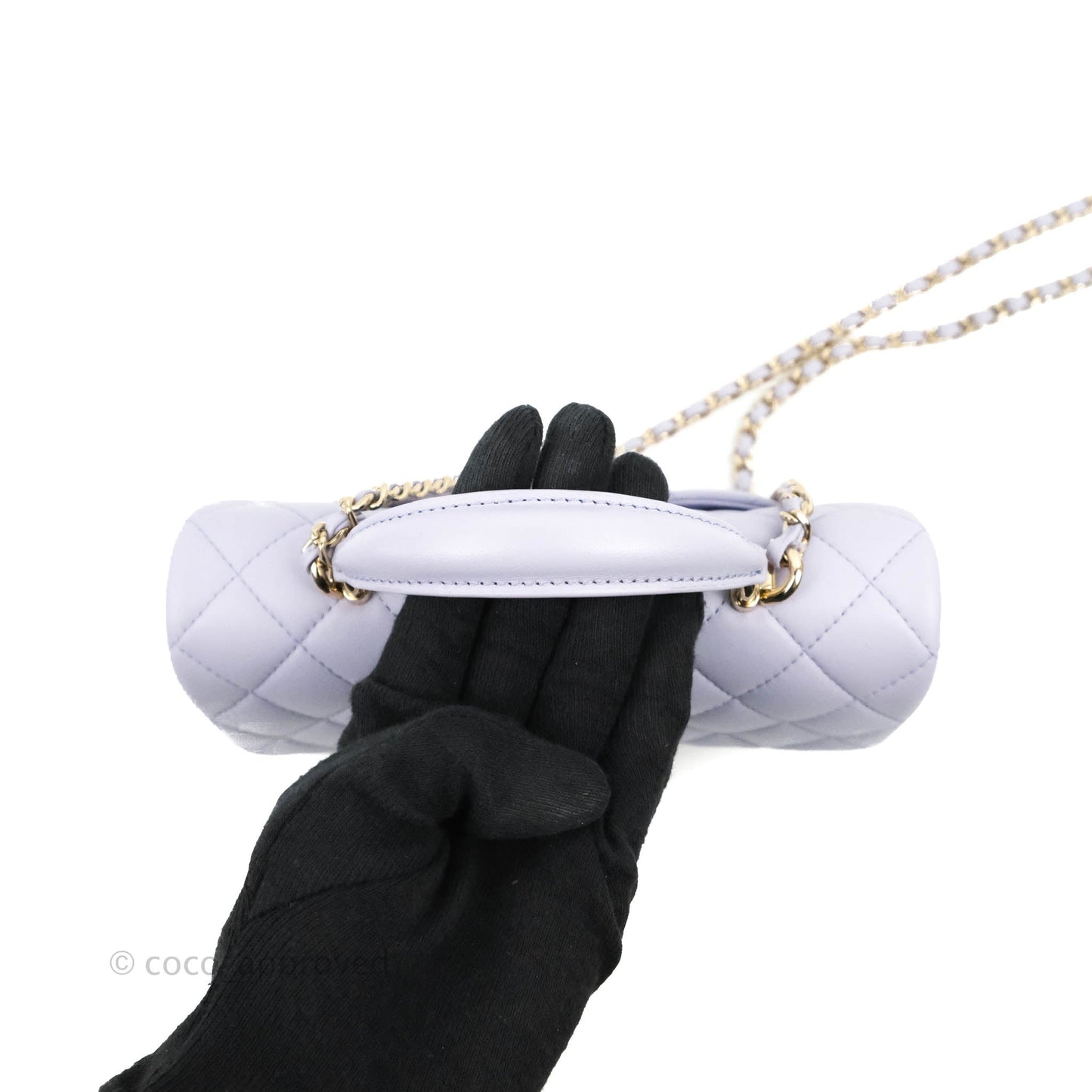 Chanel Top Handle Mini Rectangular Flap Bag Lilac Lambskin Gold Hardware