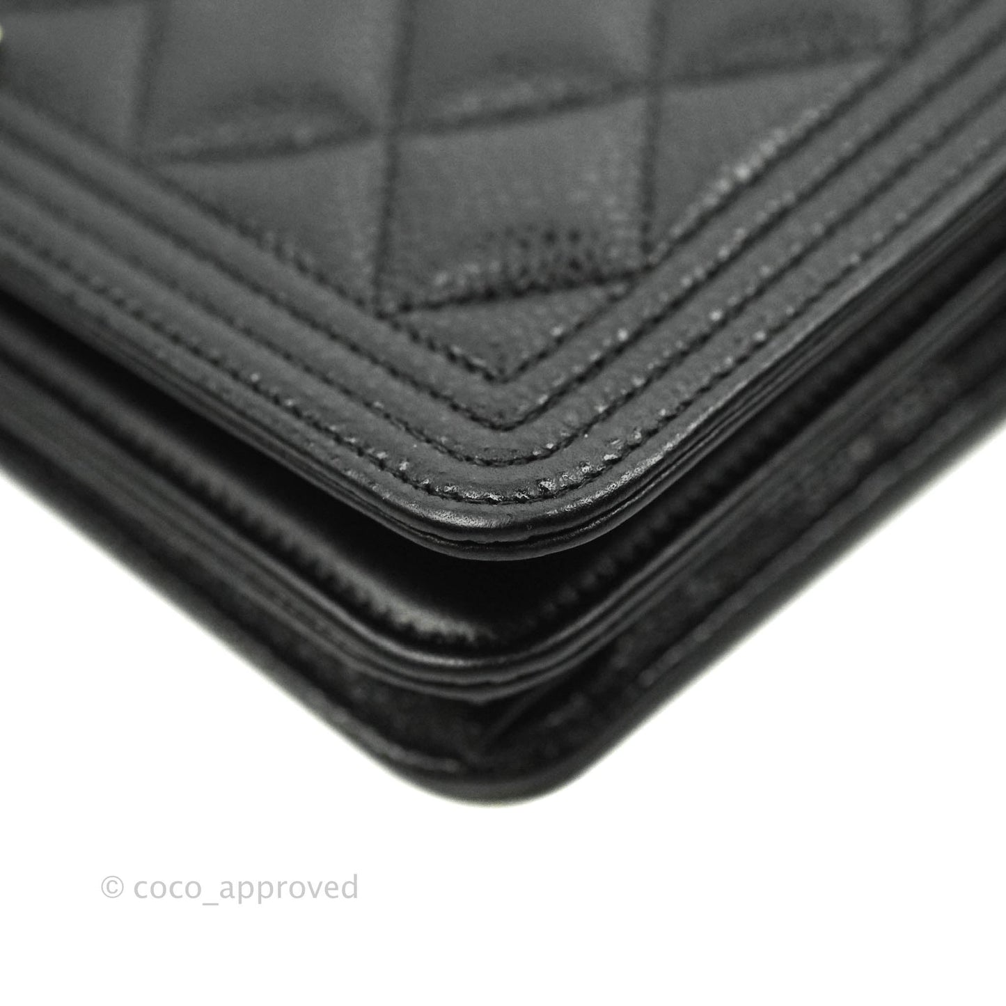 Chanel Quilted Boy Wallet on Chain WOC Black Caviar Gold Hardware