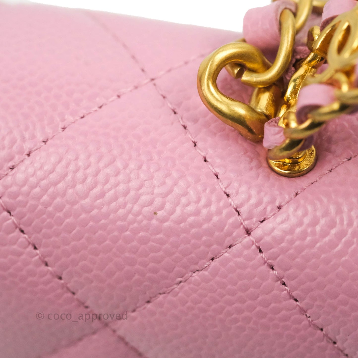 Chanel Top Handle Wallet On Chain WOC Pink Caviar Gold Hardware 22S