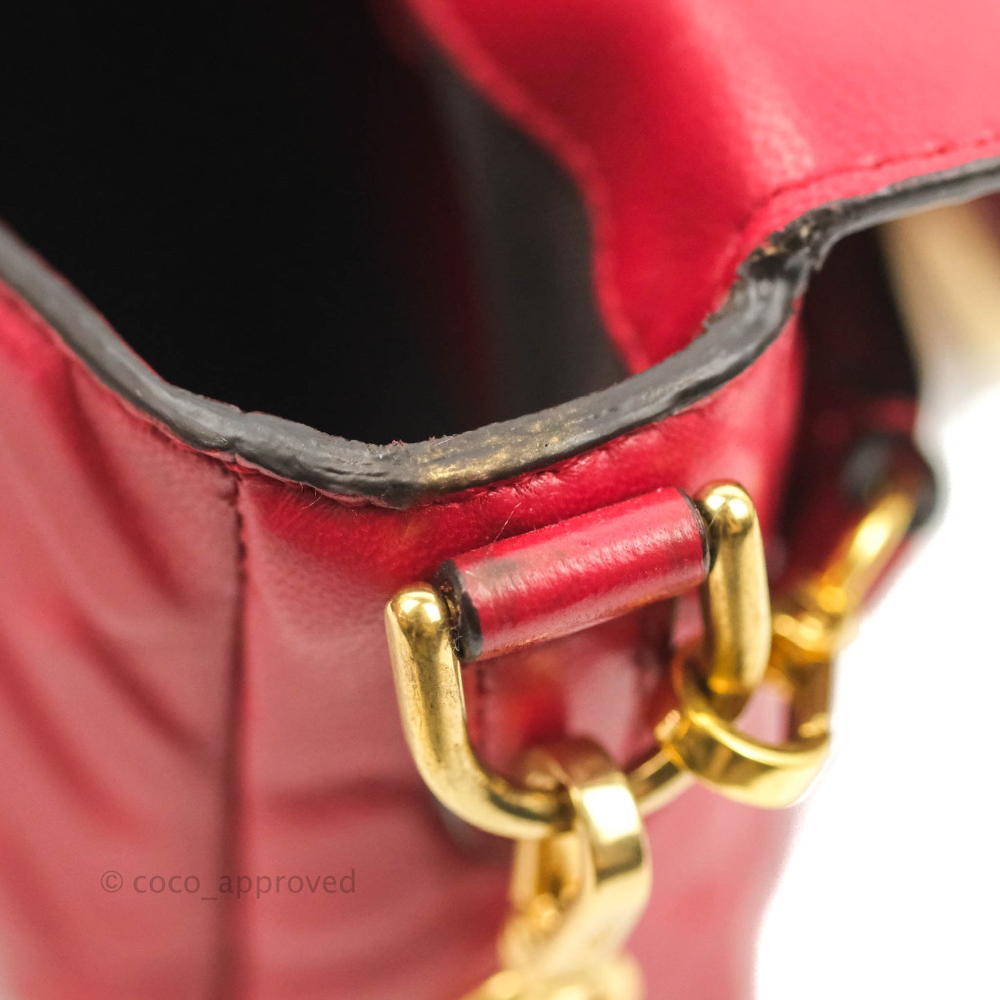 Fendi Nappa FF 1974 Embossed Mini Baguette Red