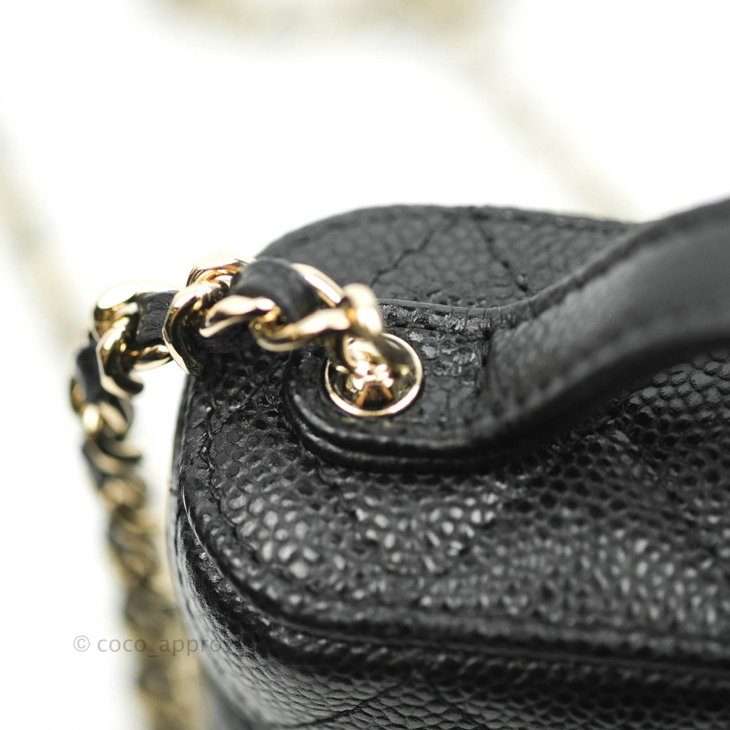 Chanel Quilted Small Handle With Care Vanity Case With Chain Black Caviar Gold Hardware