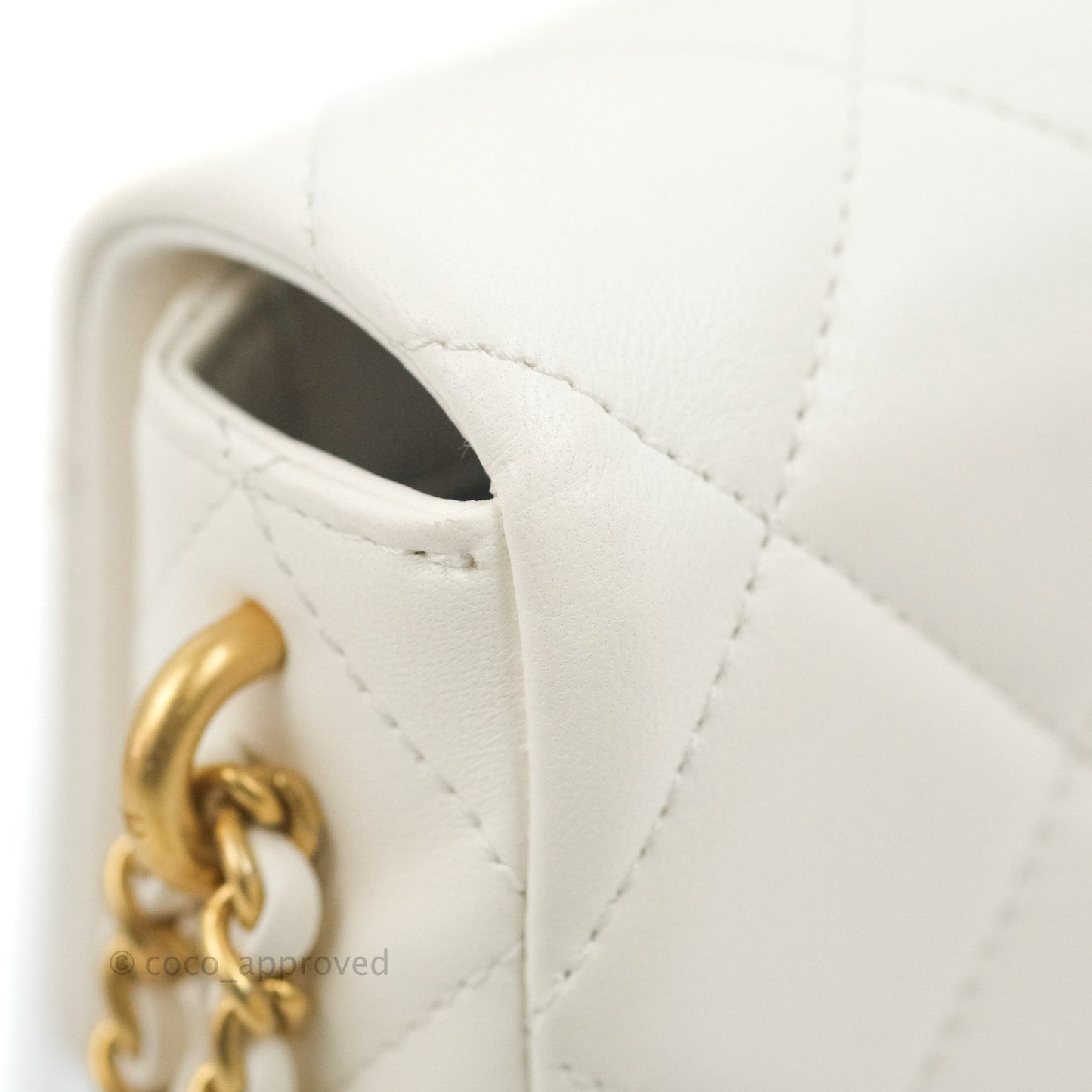 Chanel Quilted My Perfect Mini With Pearl White Lambskin Aged Gold Hardware
