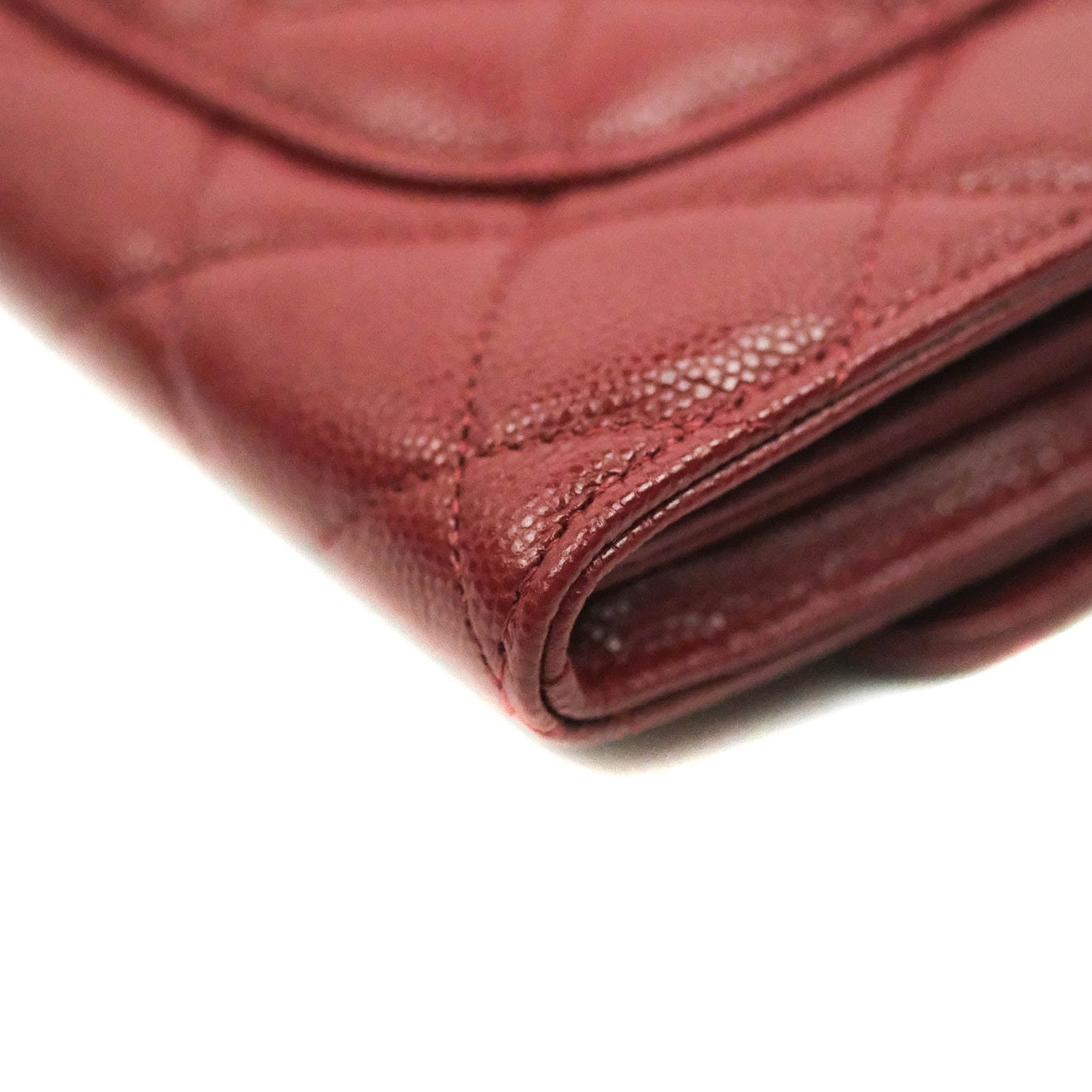 Chanel Caviar Quilted Long Flap Wallet Burgundy Caviar Gold Hardware