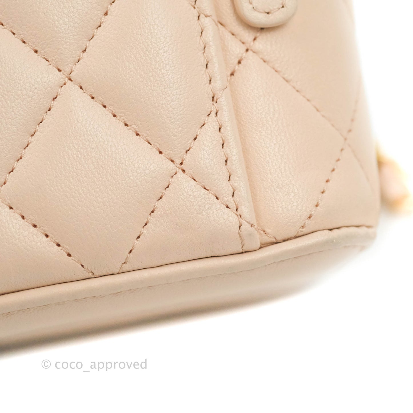Chanel Classic Mini Pearl Crush Vanity With Chain Light Pink Lambskin Aged Gold Hardware