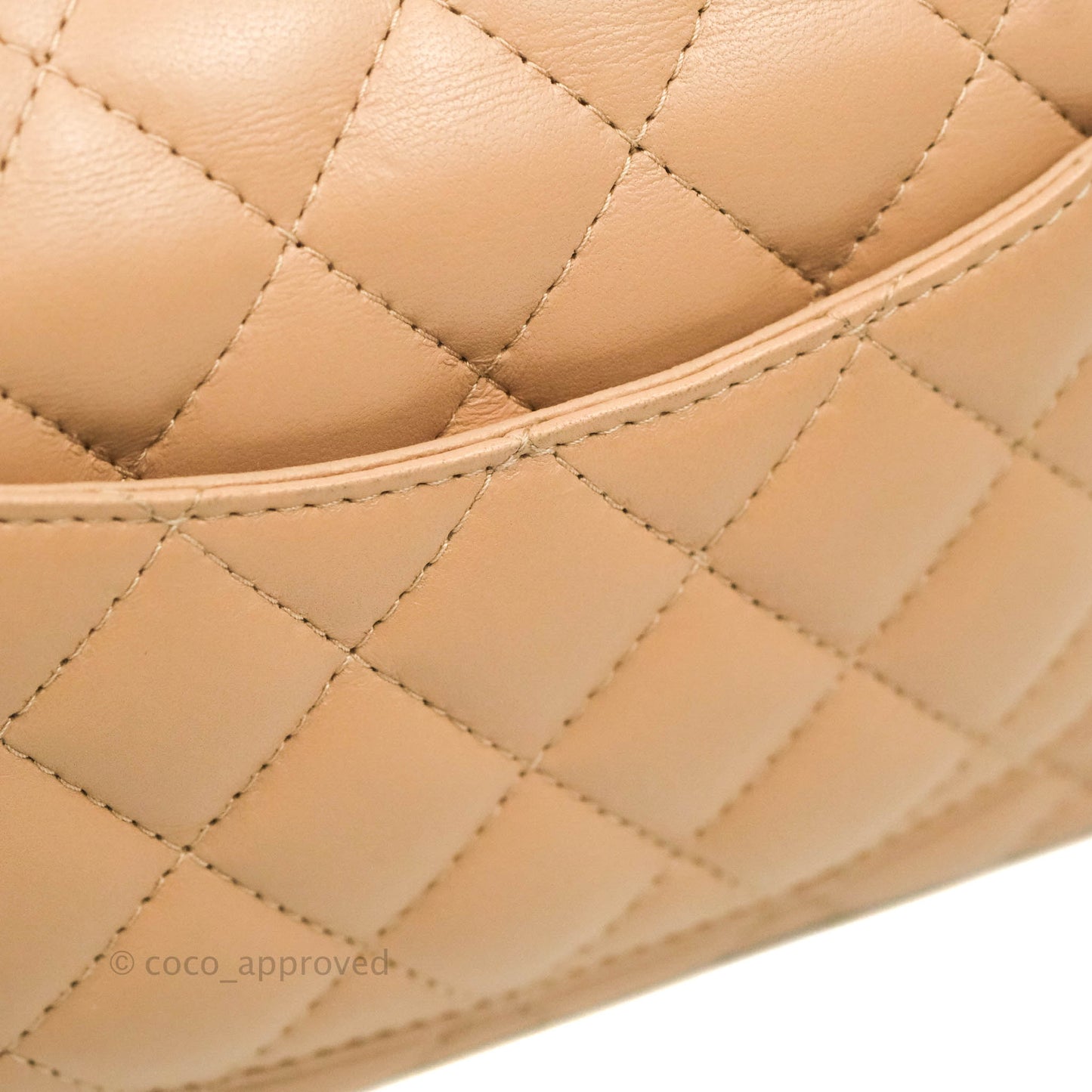 Chanel Quilted Mini Rectangular Flap Beige Lambskin Gold Hardware