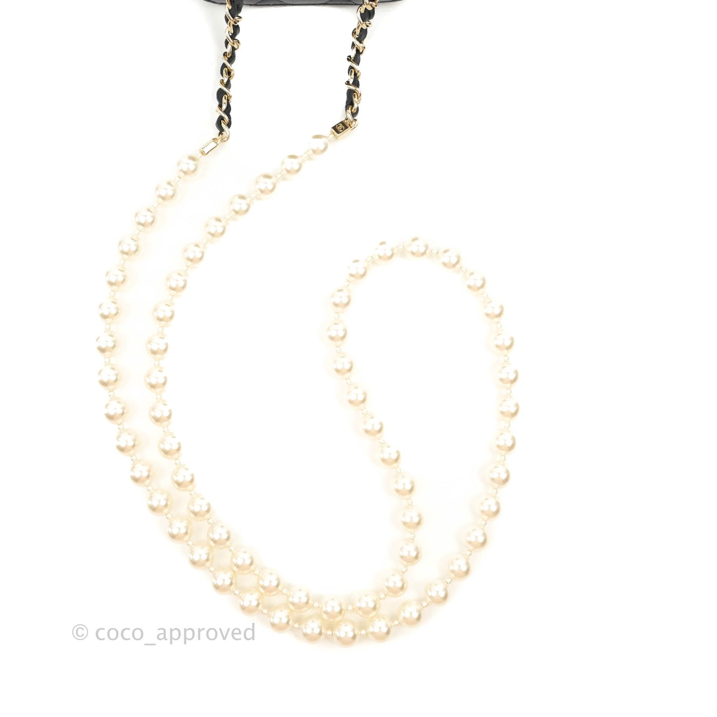 Chanel Mini Vanity With Pearl Chain Black Lambskin Gold Hardware