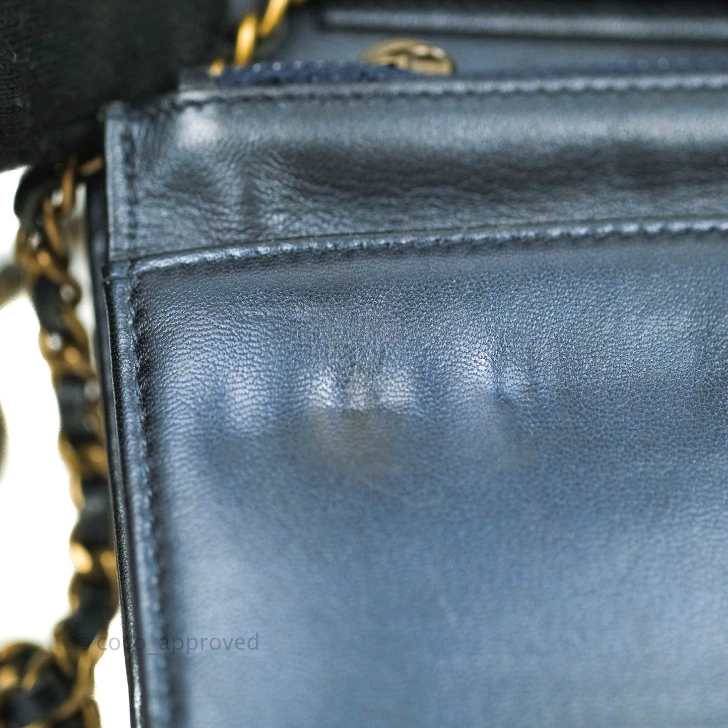 Chanel Boy Wallet on Chain WOC Blue Lambskin Gold Hardware