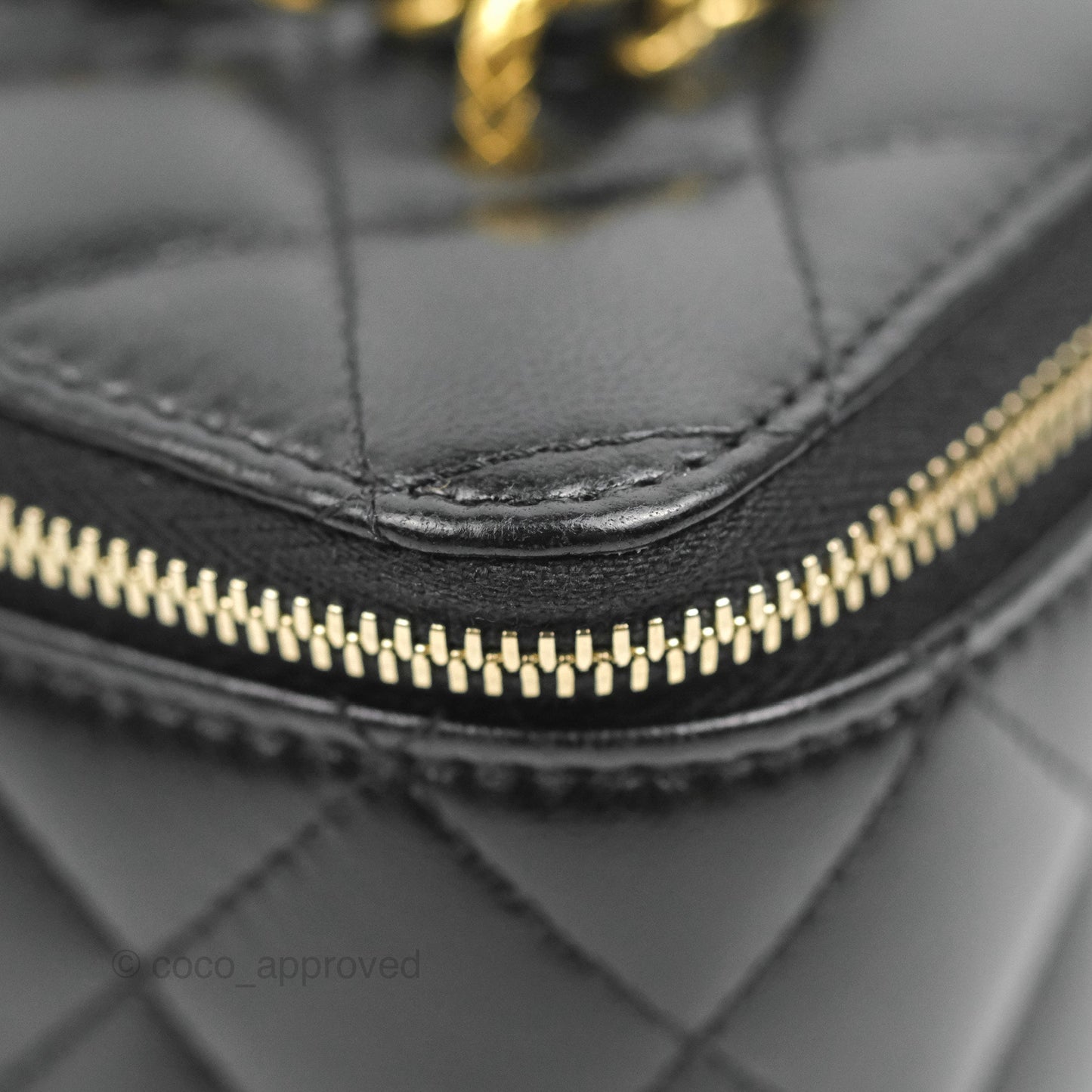 Chanel Vanity with Double Chain Black Shiny Lambskin 23C