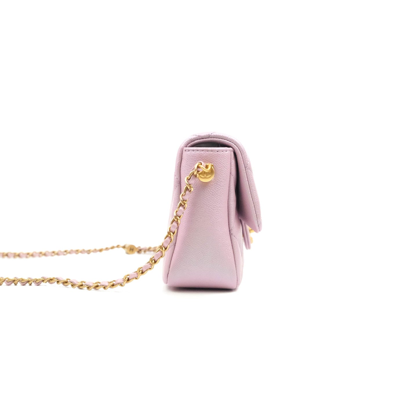 Chanel Quilted My Perfect Mini Iridescent Pink Caviar Aged Gold Hardware 21K