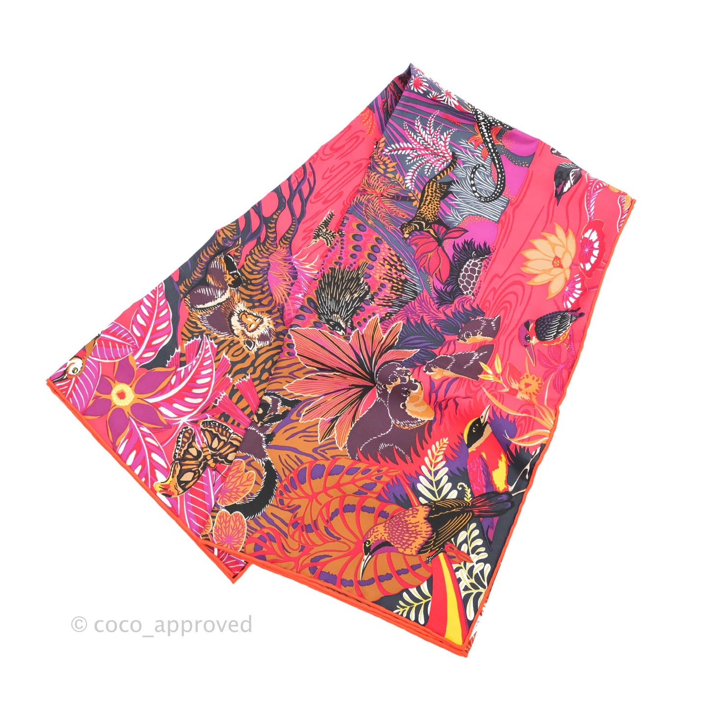 Hermès Wild Singapore Scarf 90 Rouge / Violet / Beige