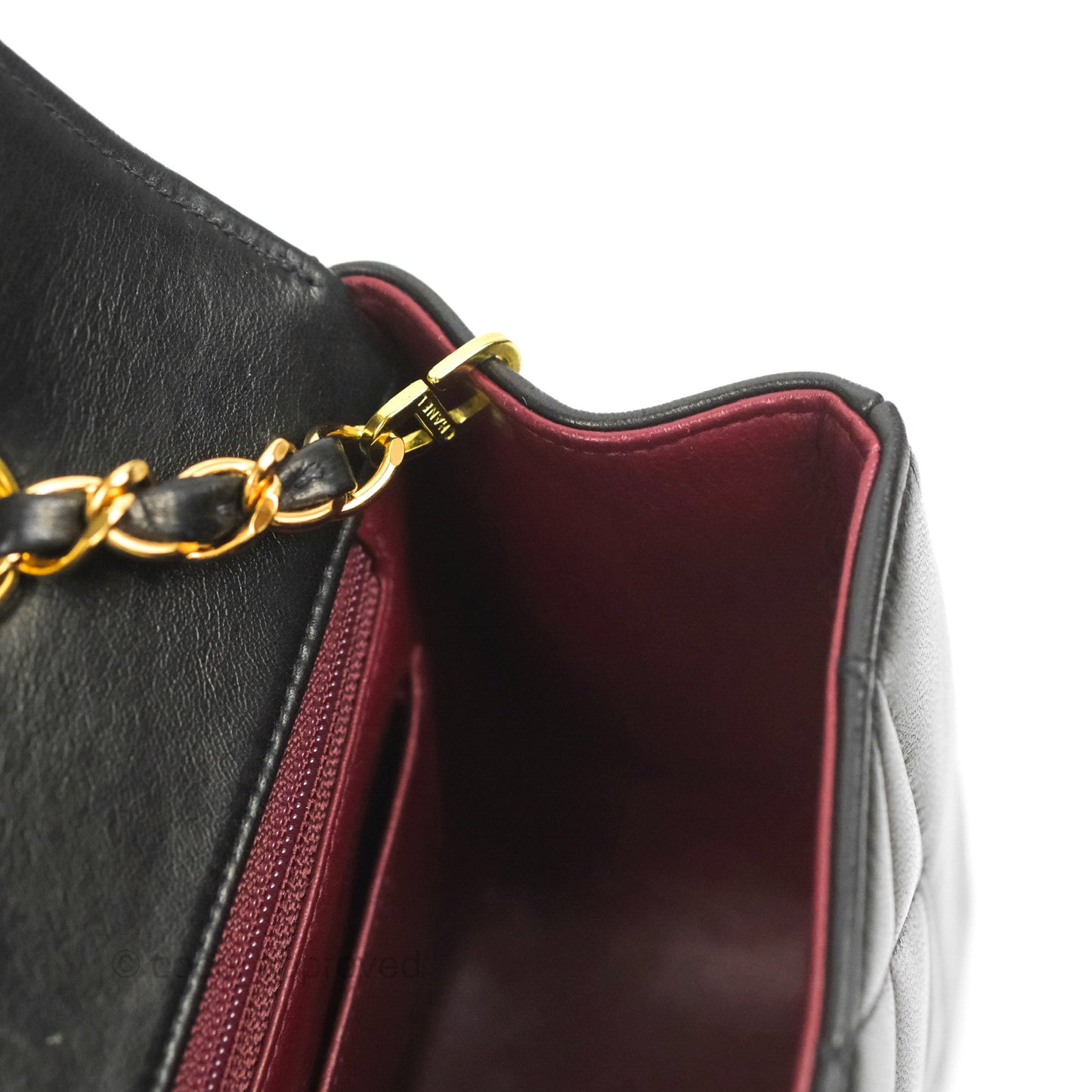Chanel Vintage Small Quilted Classic Diana Flap Bag Black Lambskin 24K Gold Hardware