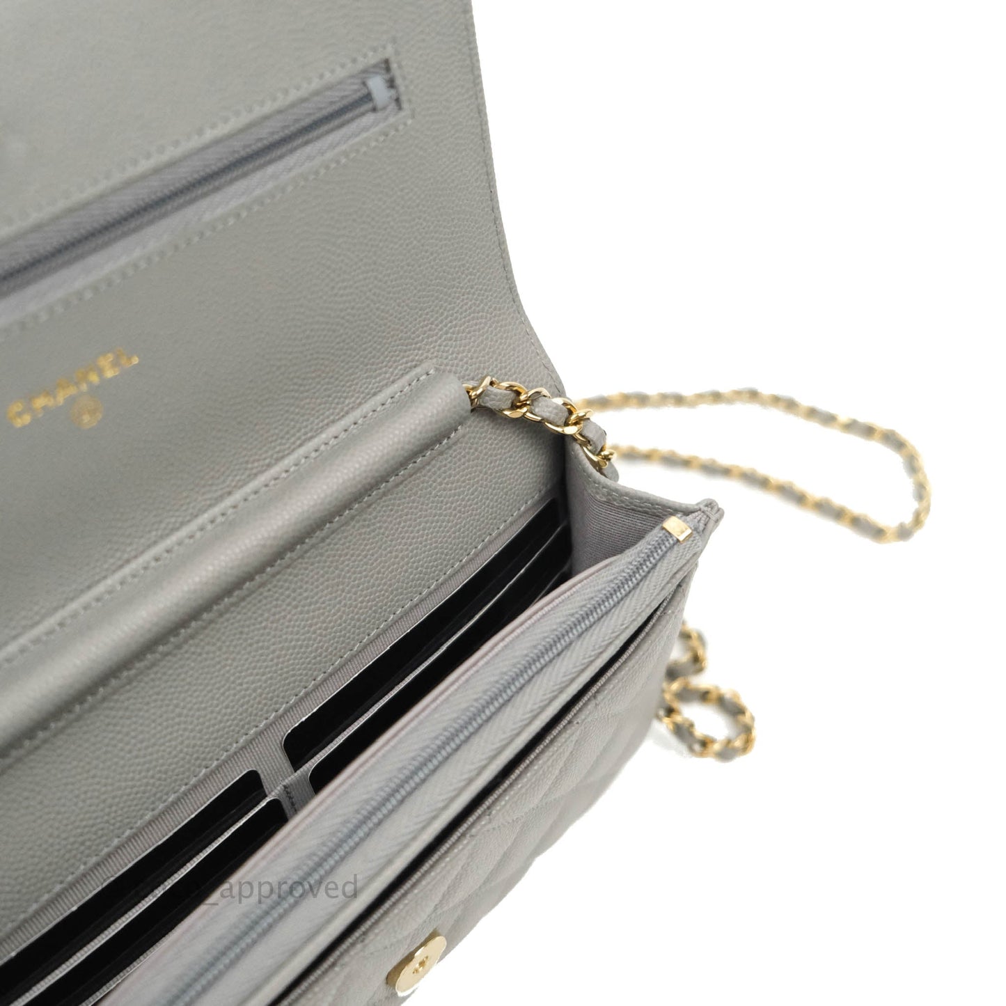 Chanel Wallet On Chain WOC Caviar Grey Gold Hardware