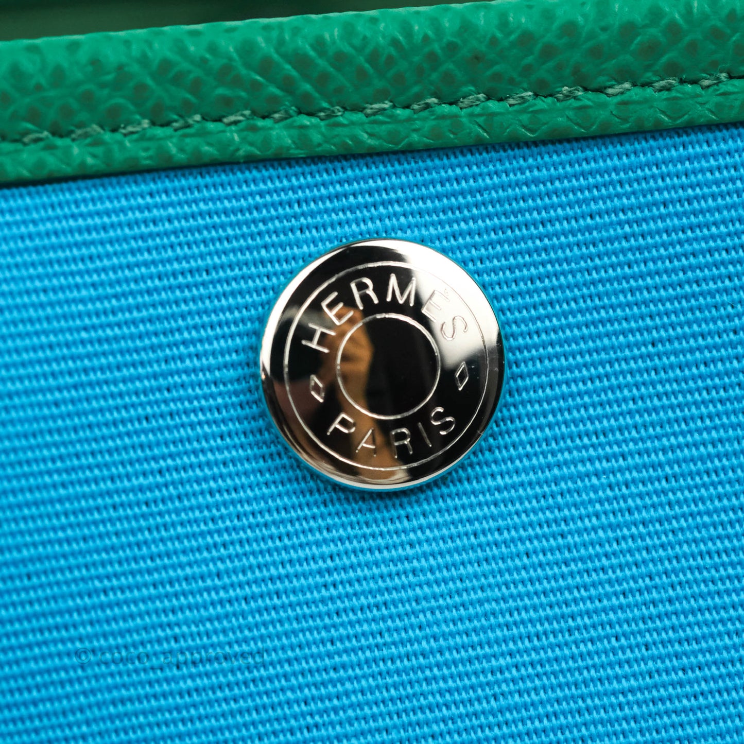 Hermès Garden Party 30 Canvas Bleu Azteque/Menthe/Jade