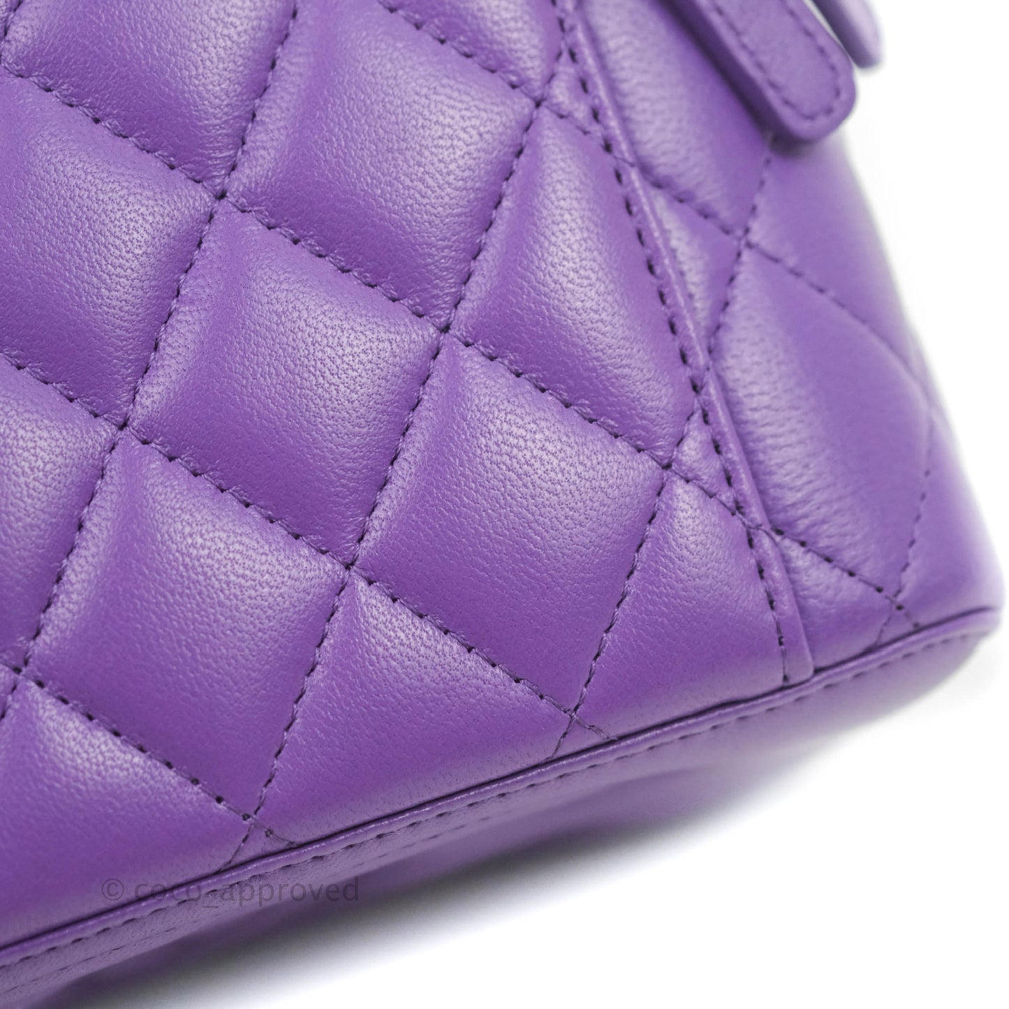 Chanel Vanity Rectangular Top Handle Purple Lambskin Gold Hardware